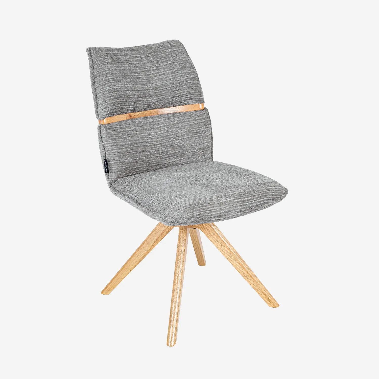 Lot de 2 chaises pivotantes en tissu et chêne - Gris argent - 1