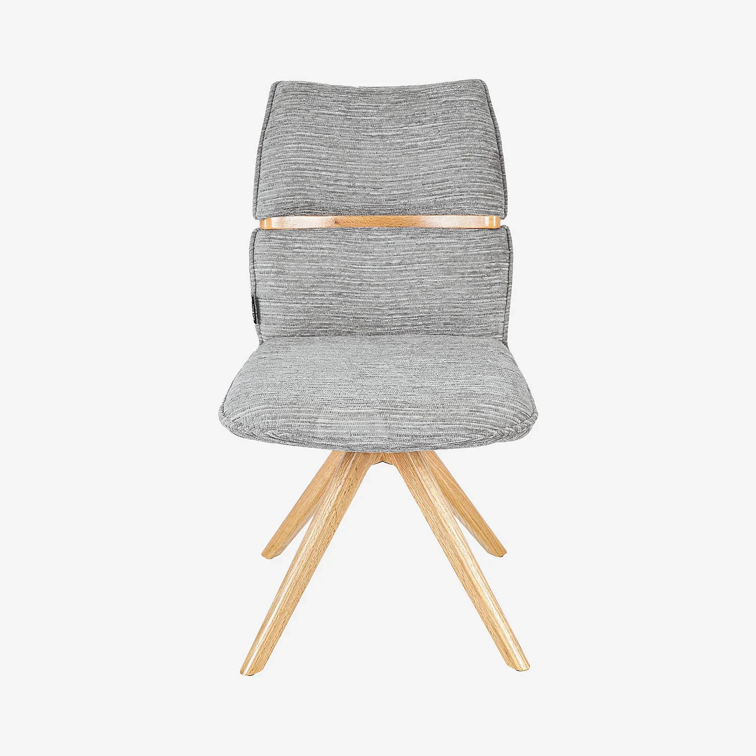 Lot de 2 chaises pivotantes en tissu et chêne - Gris argent - 4