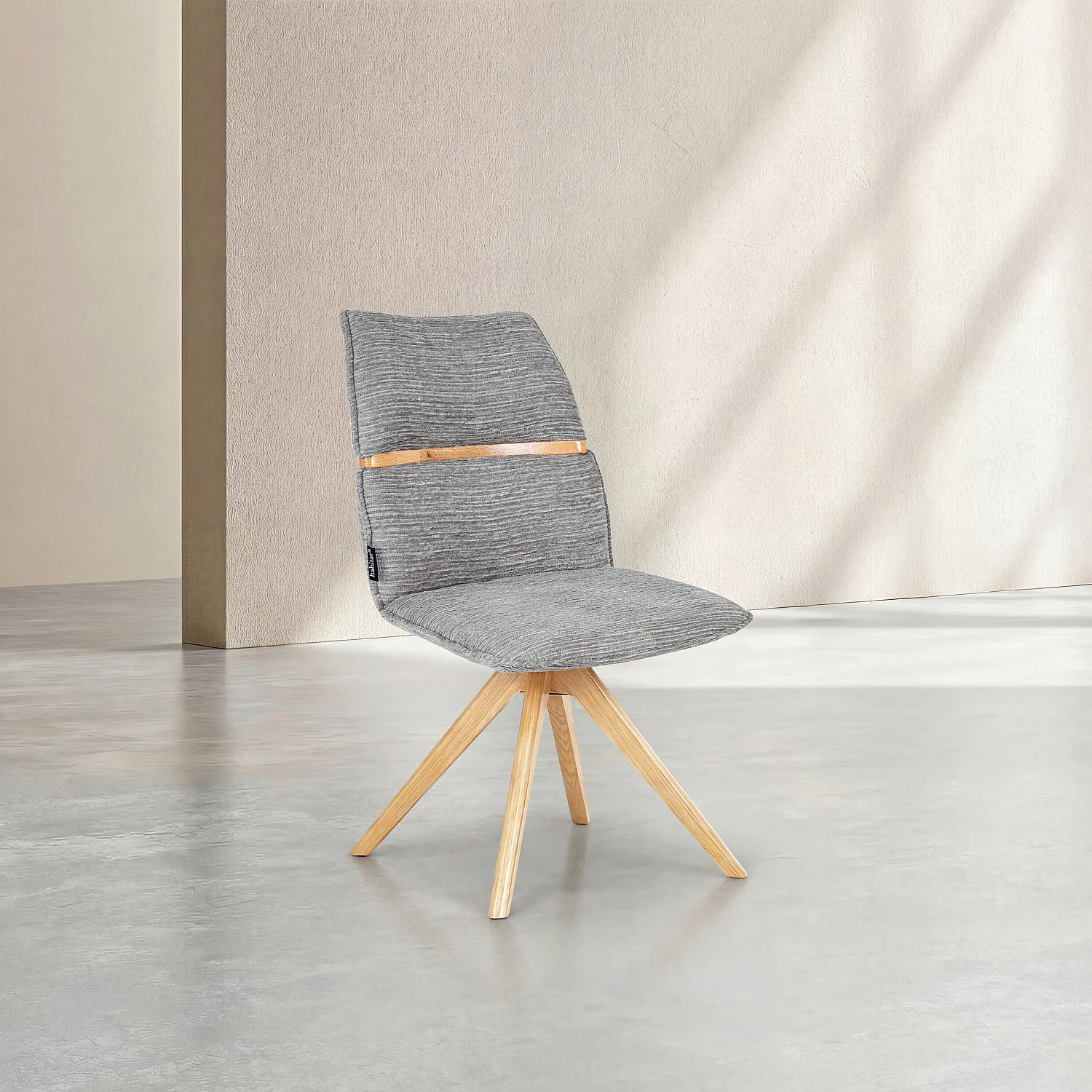 Set van 2 draaibare stoelen van stof en eikenhout - Zilvergrijs - 4