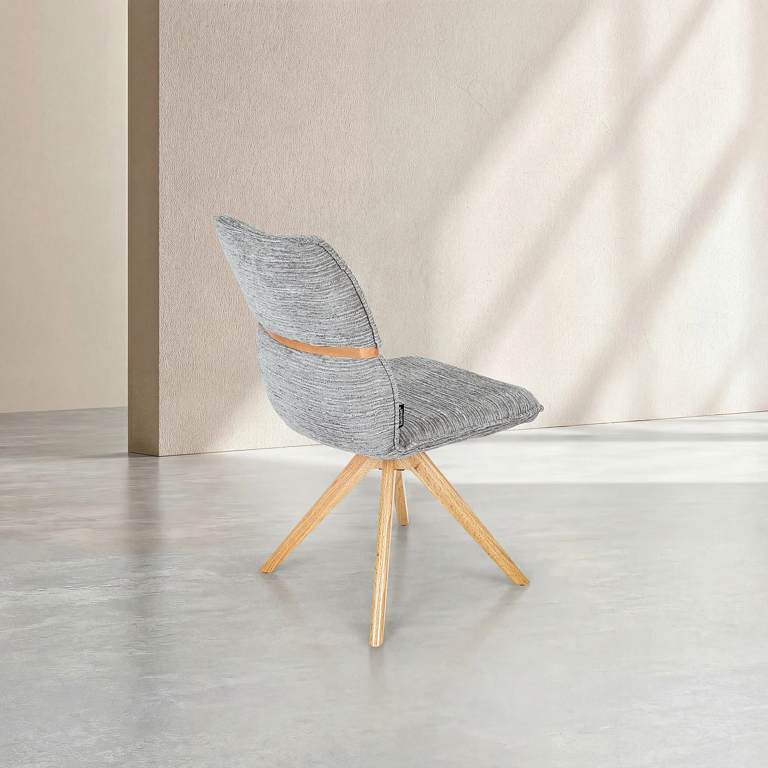 Set van 2 draaibare stoelen van stof en eikenhout - Zilvergrijs - 5