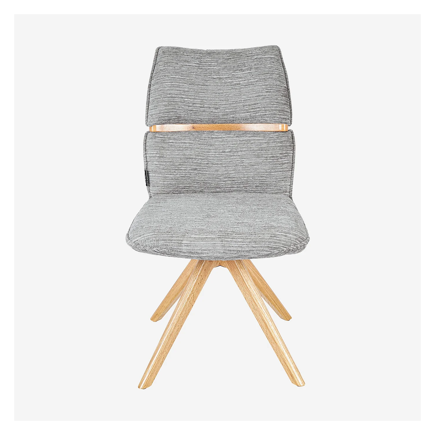 Set di 2 sedie girevoli in tessuto e quercia - Grigio argento - 3