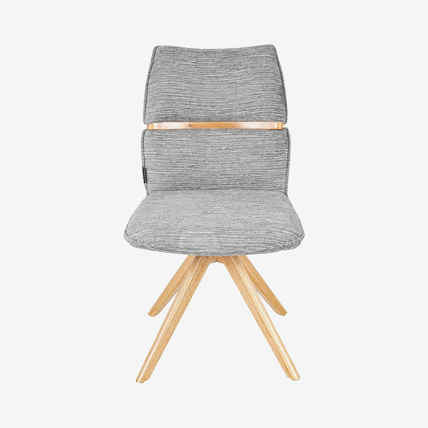 Set di 2 sedie girevoli in tessuto e quercia - Grigio argento - 4