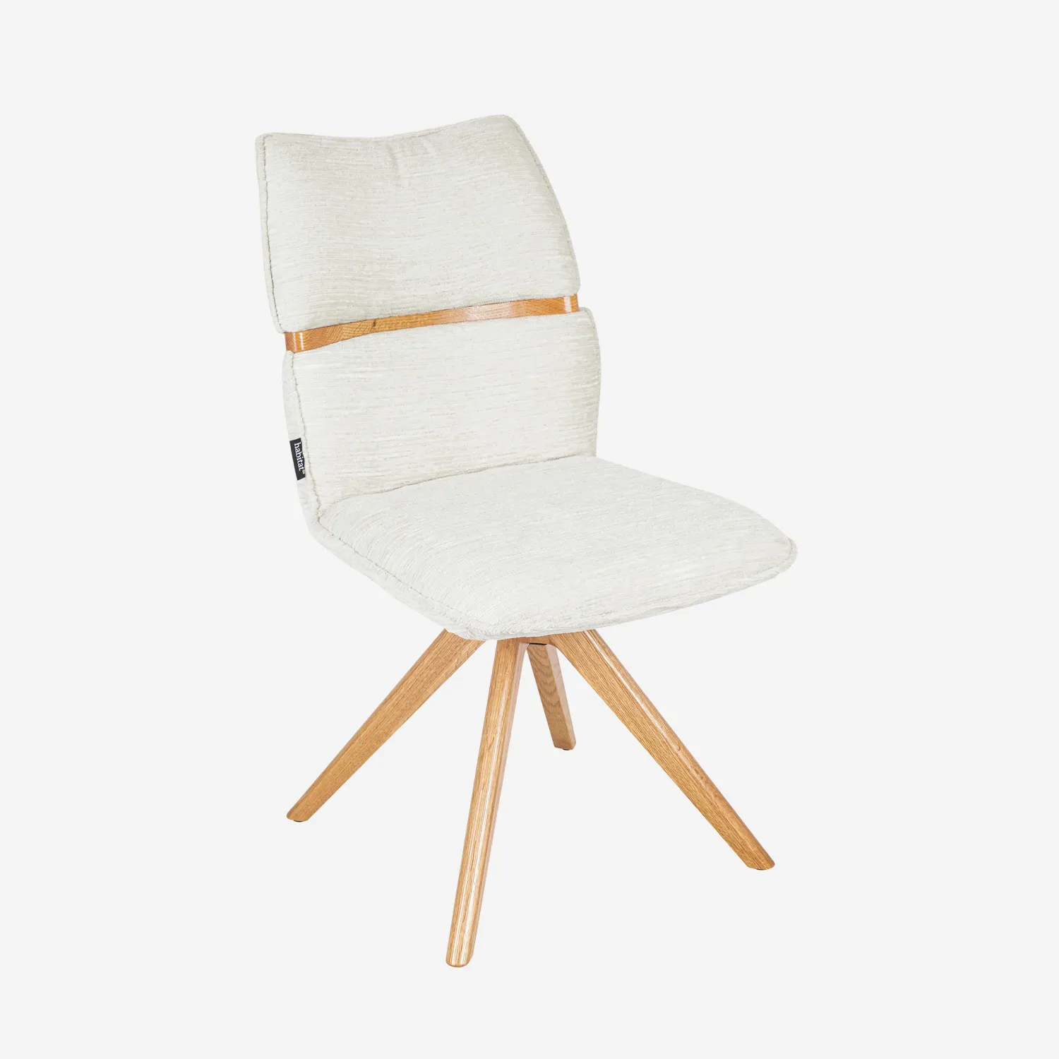 Lot de 2 chaises pivotantes en tissu et chêne - Crème - 1