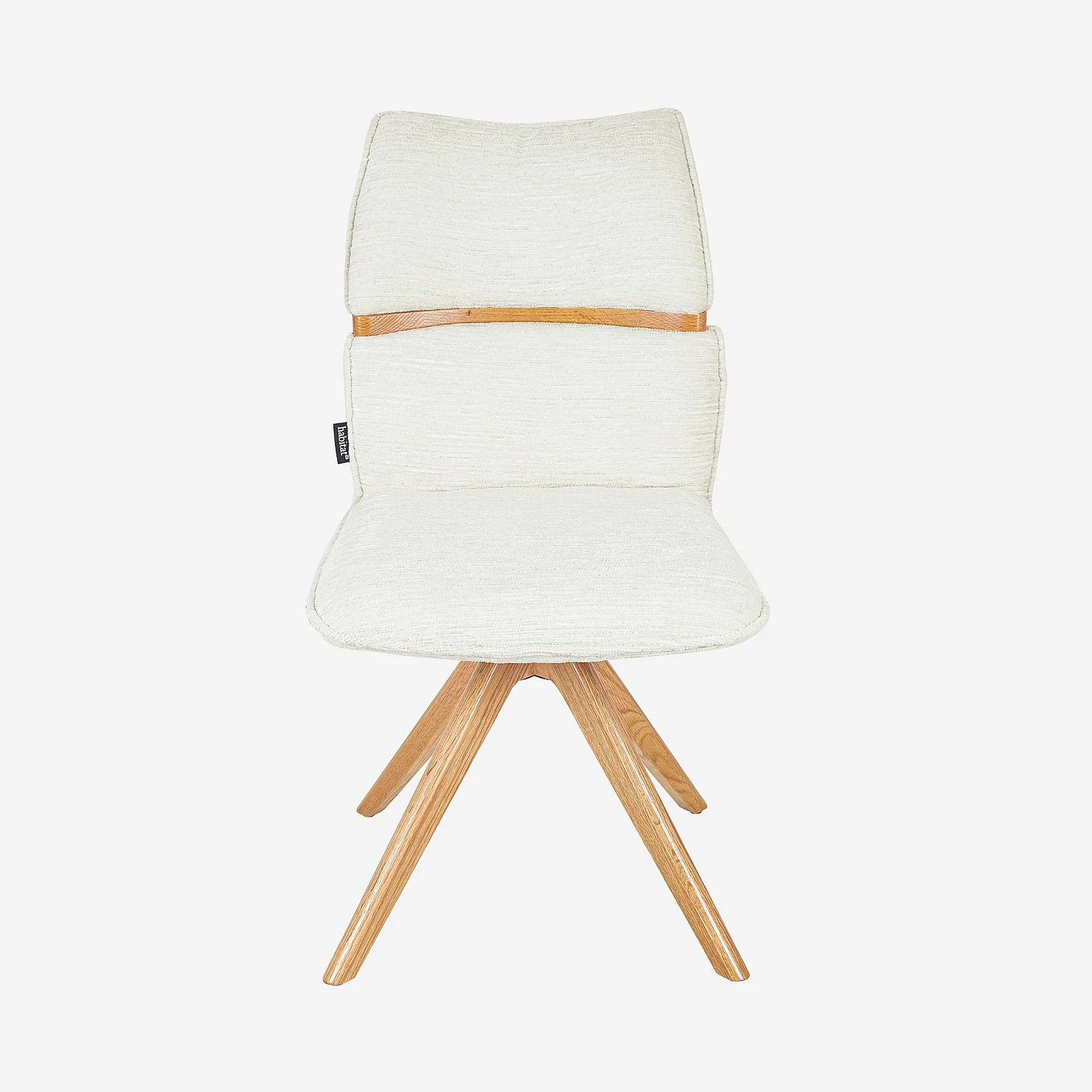 Lot de 2 chaises pivotantes en tissu et chêne - Crème - 4