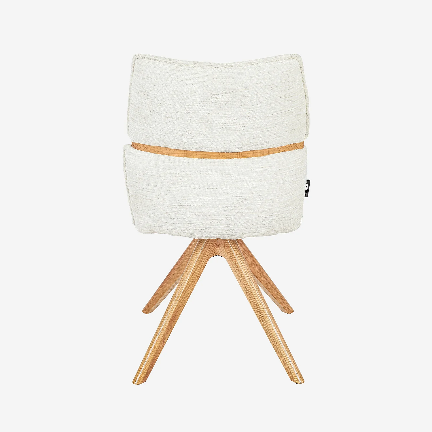 Lot de 2 chaises pivotantes en tissu et chêne - Crème - 5