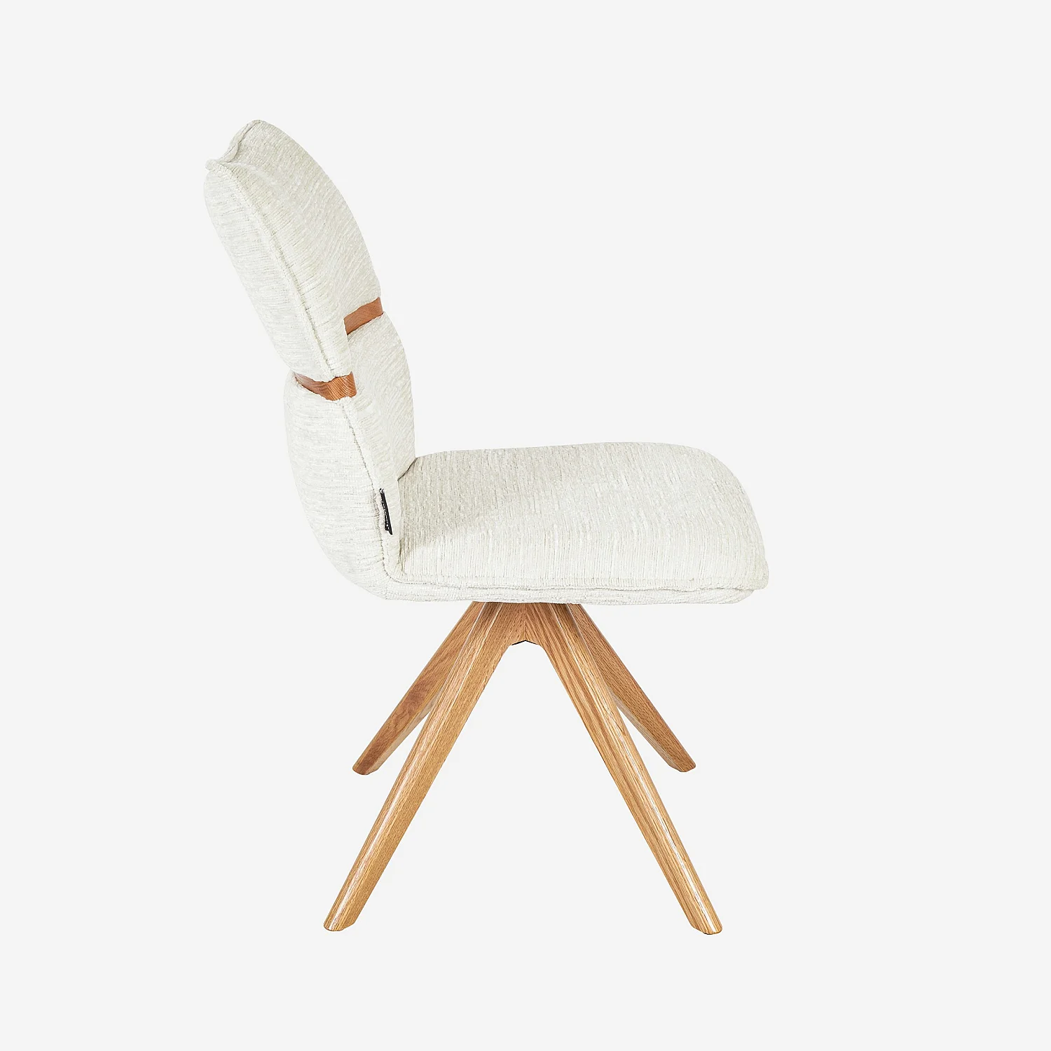 Lot de 2 chaises pivotantes en tissu et chêne - Crème - 6