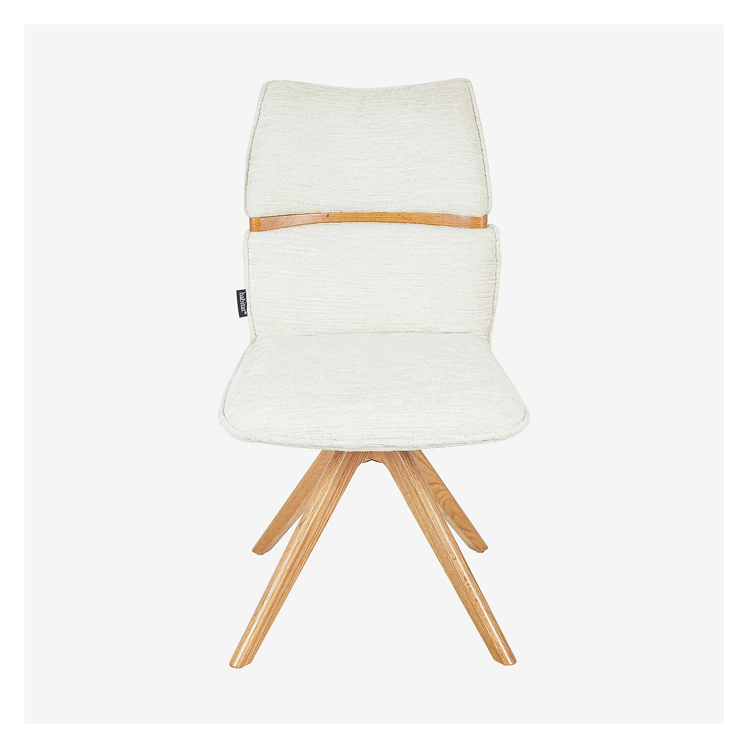 Lot de 2 chaises pivotantes en tissu et chêne - Crème - 3