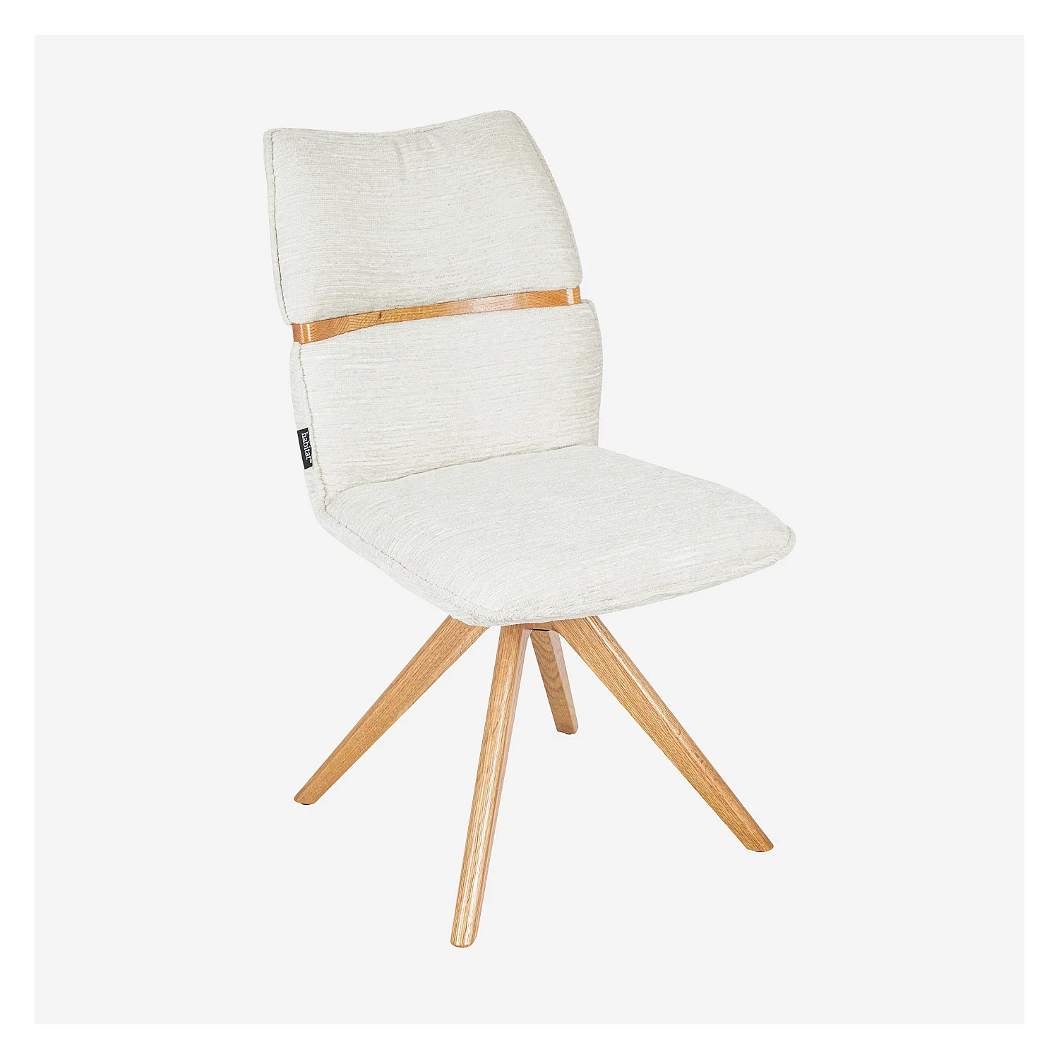 Lot de 2 chaises pivotantes en tissu et chêne - Crème - 1