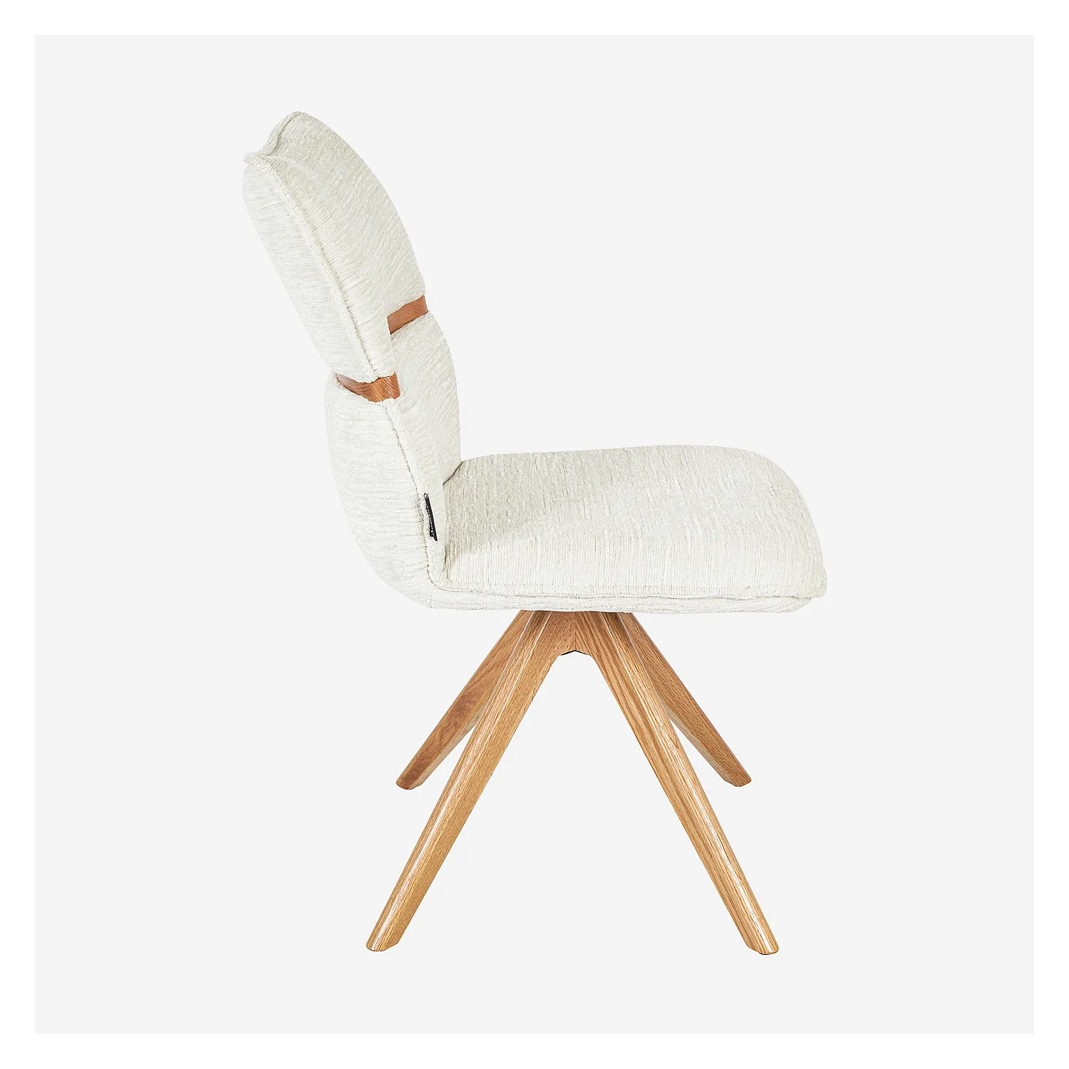 Lot de 2 chaises pivotantes en tissu et chêne - Crème - 5