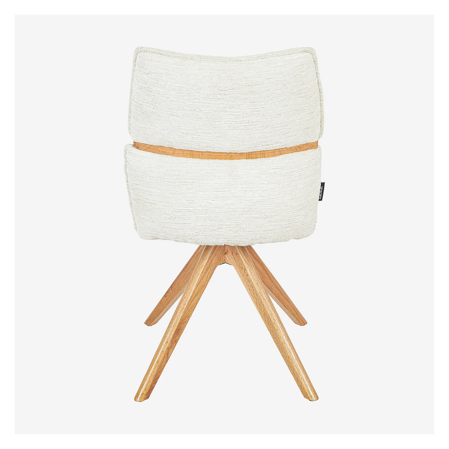 Lot de 2 chaises pivotantes en tissu et chêne - Crème - 4