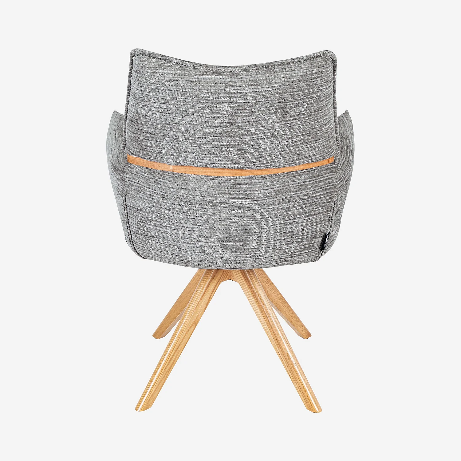 Chaise pivotante en tissu et chêne avec accoudoirs - Gris argent - 6