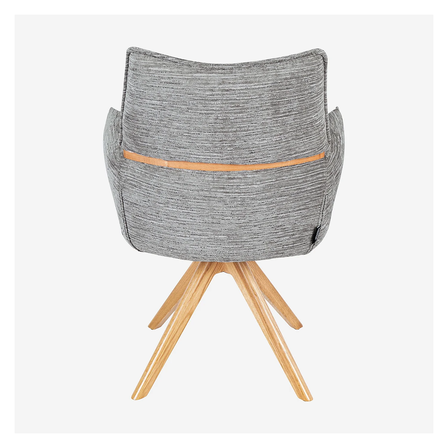 Sedia girevole in tessuto e rovere con braccioli - Grigio argento - 5