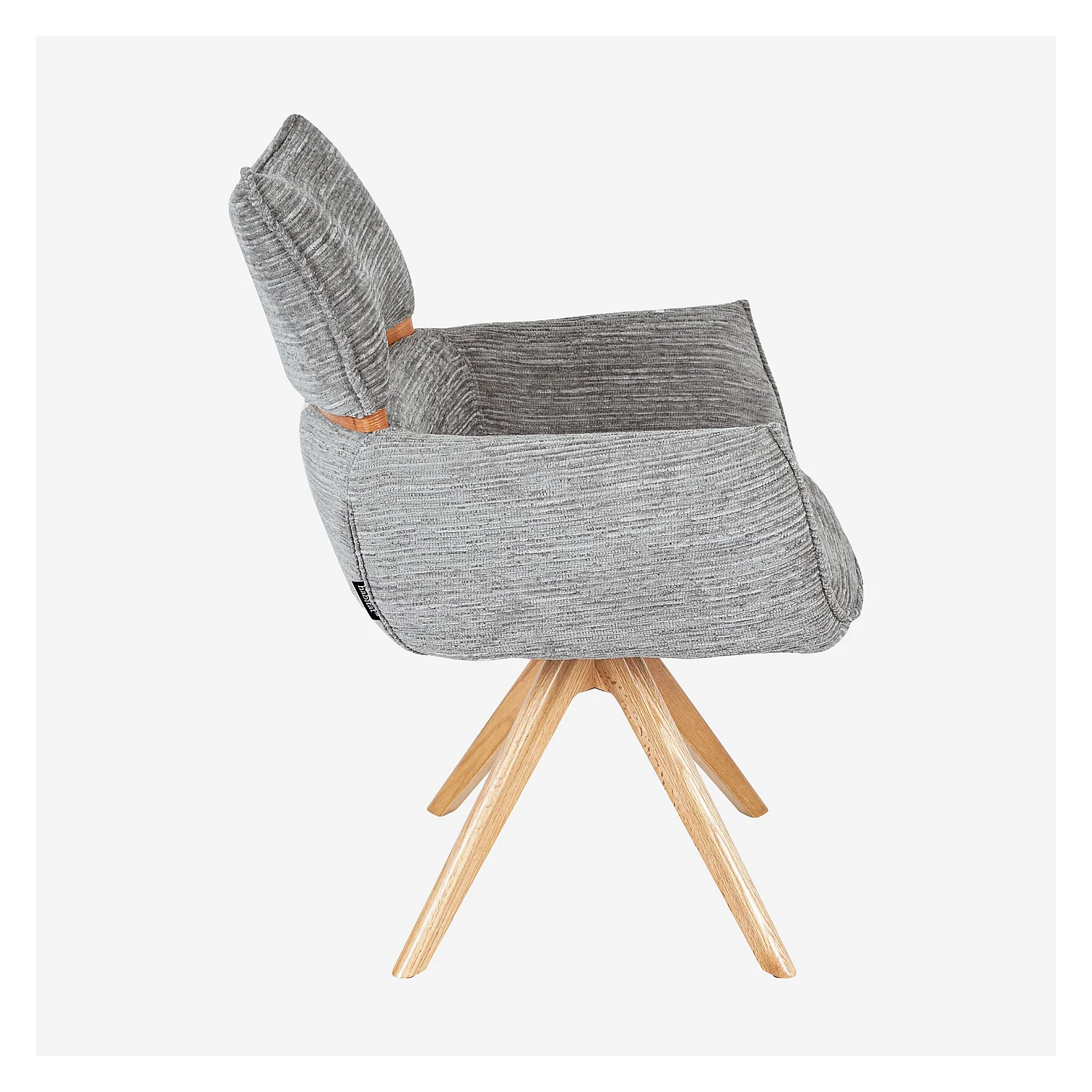 Sedia girevole in tessuto e rovere con braccioli - Grigio argento - 6