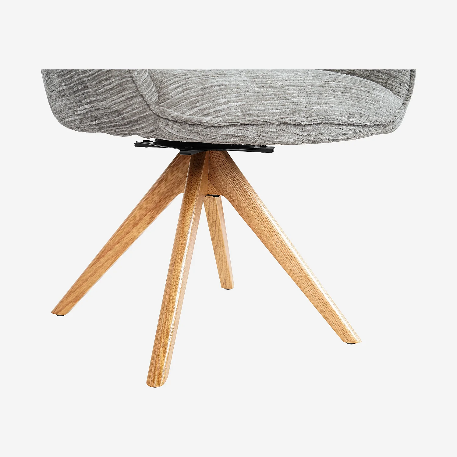 Chaise pivotante en tissu et chêne avec accoudoirs - Gris argent - 2