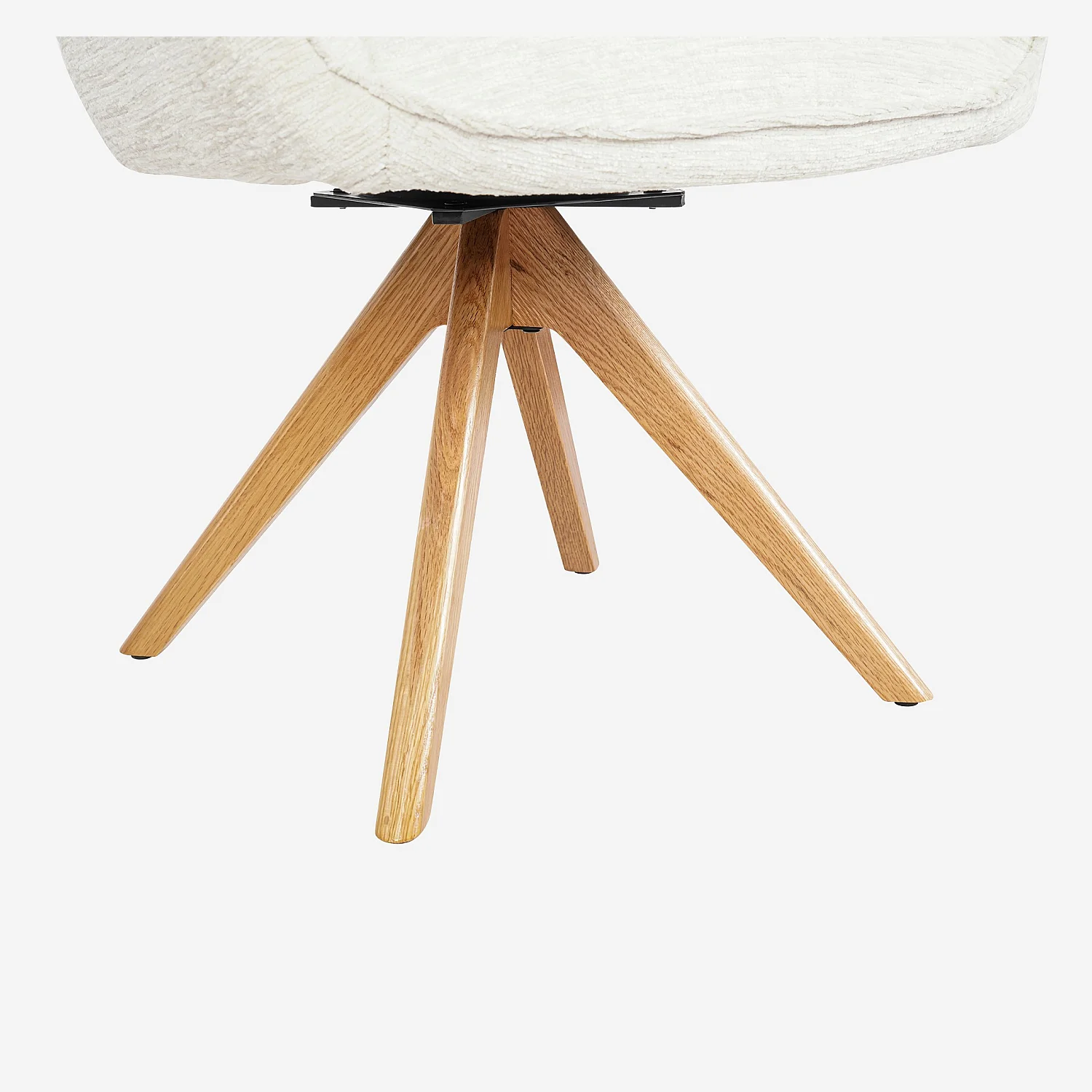 Chaise pivotante en tissu et chêne avec accoudoirs - Crème - 2