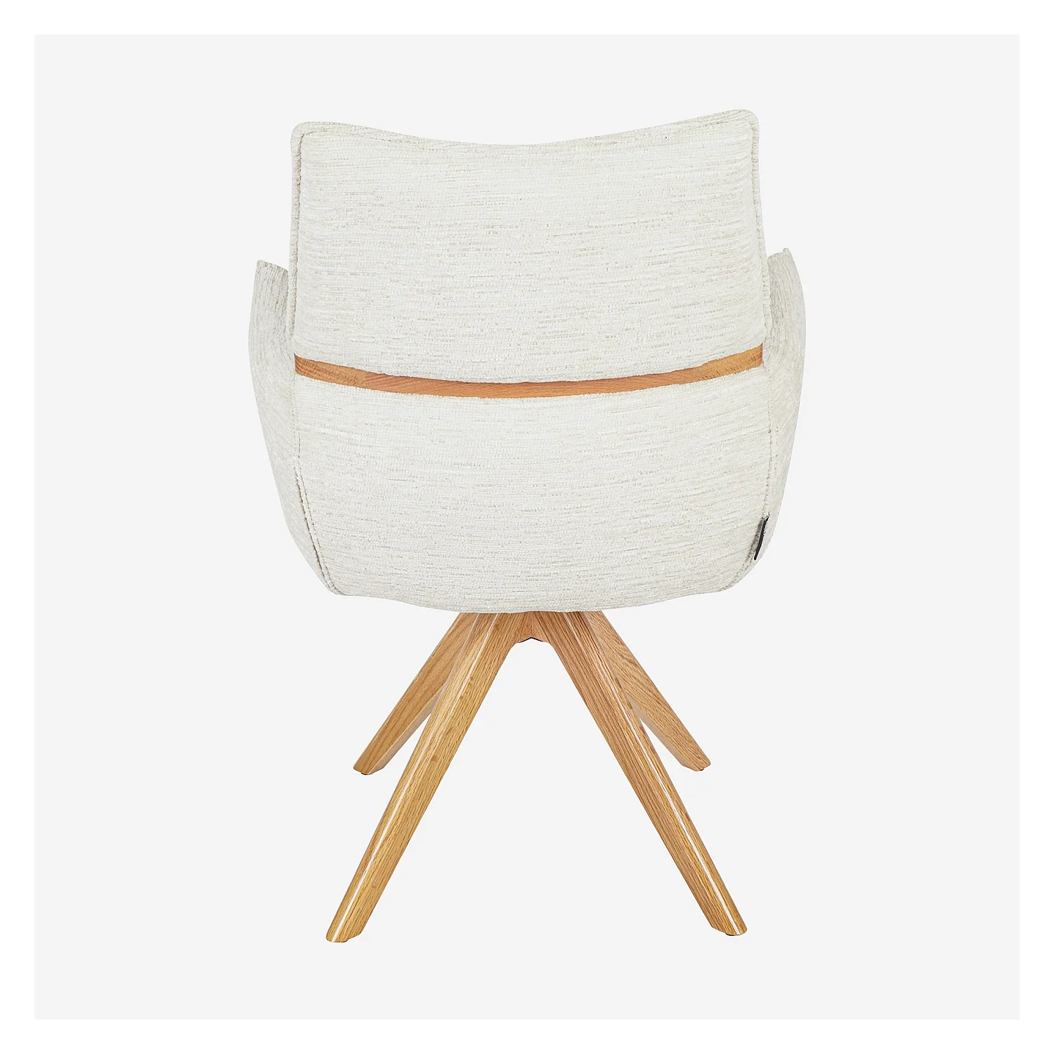 Chaise pivotante en tissu et chêne avec accoudoirs - Crème - 5