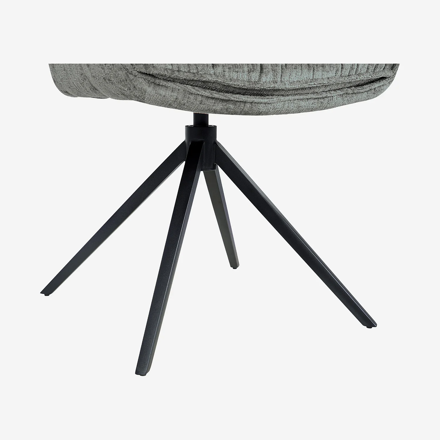 Chaise pivotante en tissu chenille et métal noir avec accoudoirs - Gris argent - 2