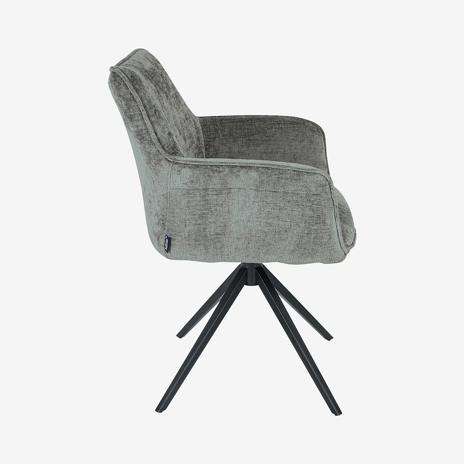 Sedia girevole in tessuto chenille e metallo nero con braccioli - Grigio argento - 6