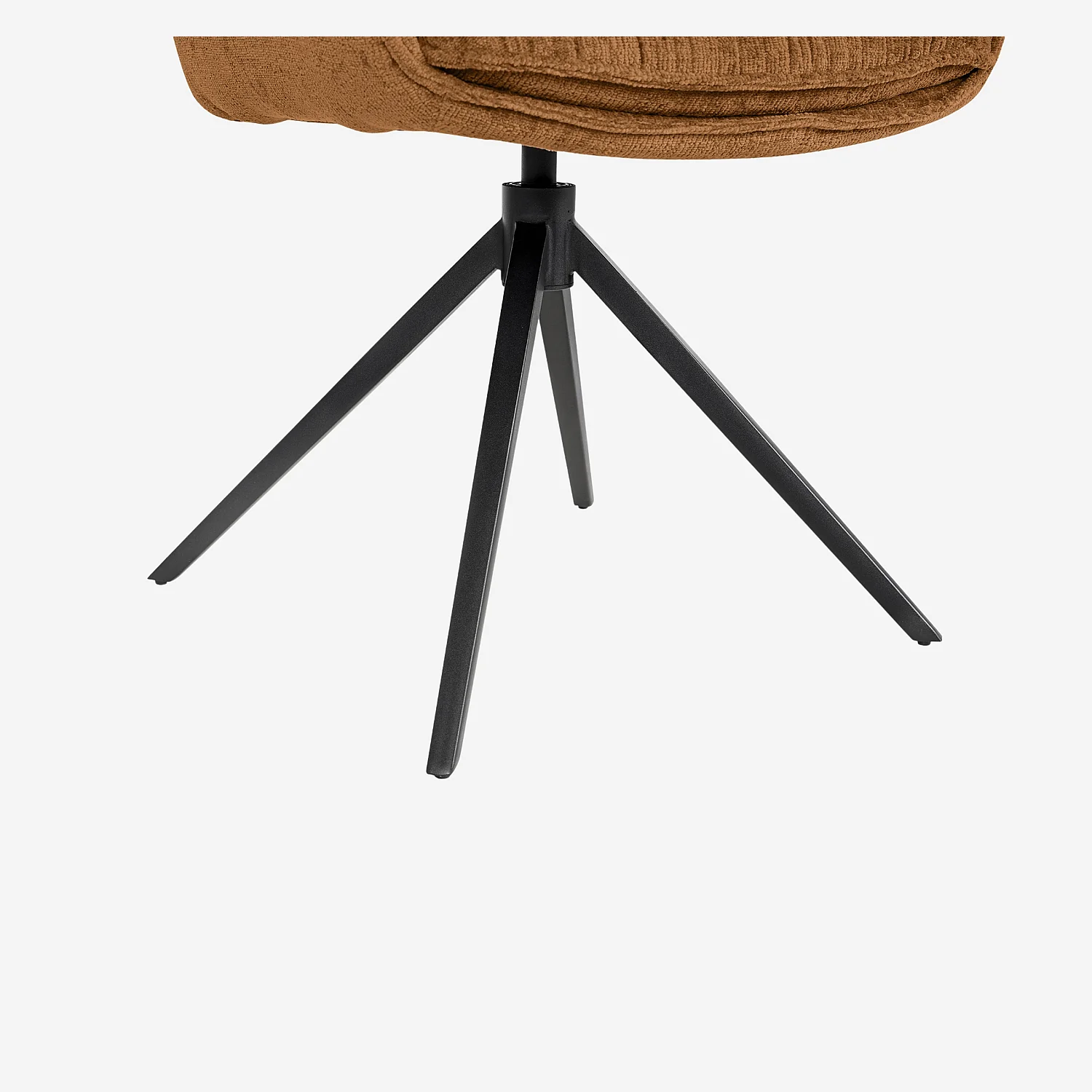 Chaise pivotante en tissu chenille et métal noir avec accoudoirs - Ocre foncé - 2