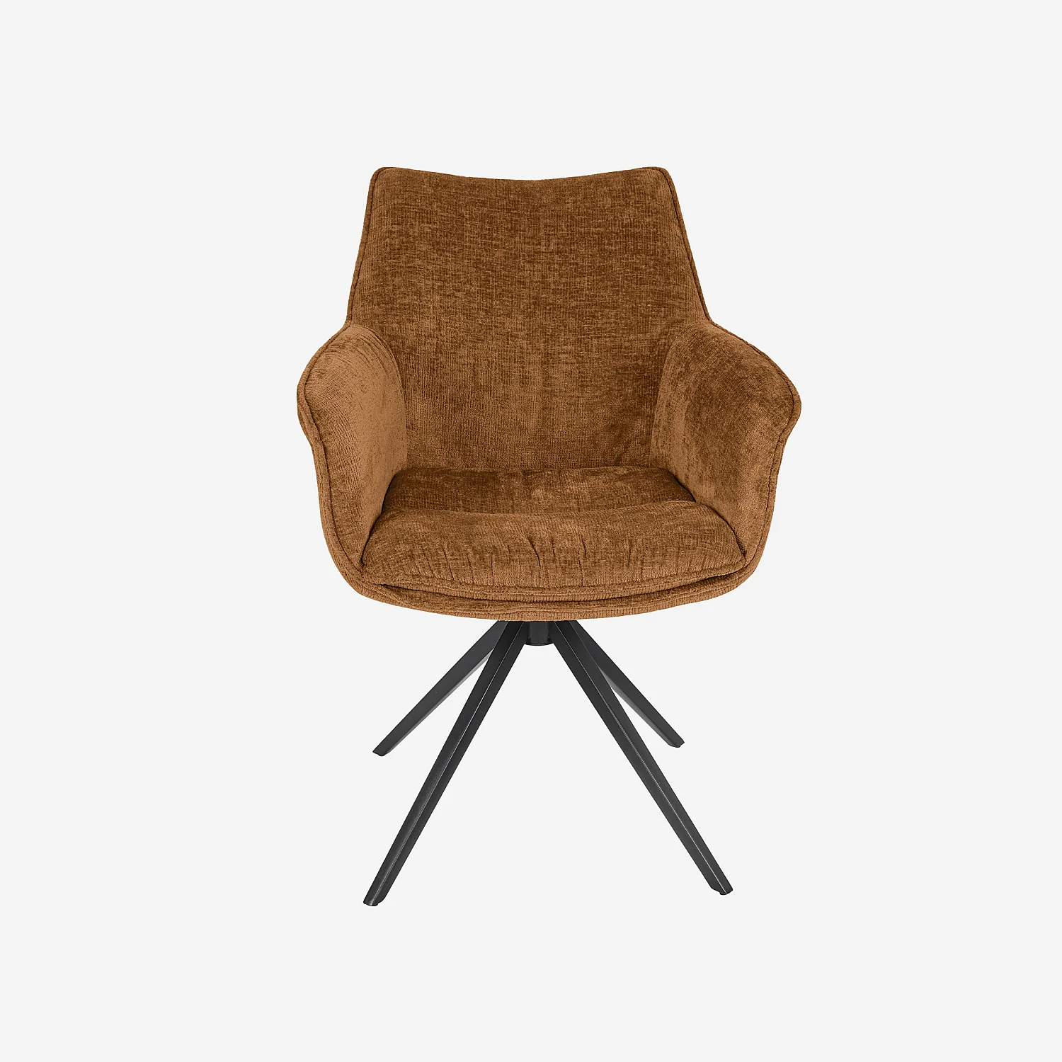 Draaistoel van fluweelachtige stof en zwart metaal met armleuningen - Donker Oker - 4