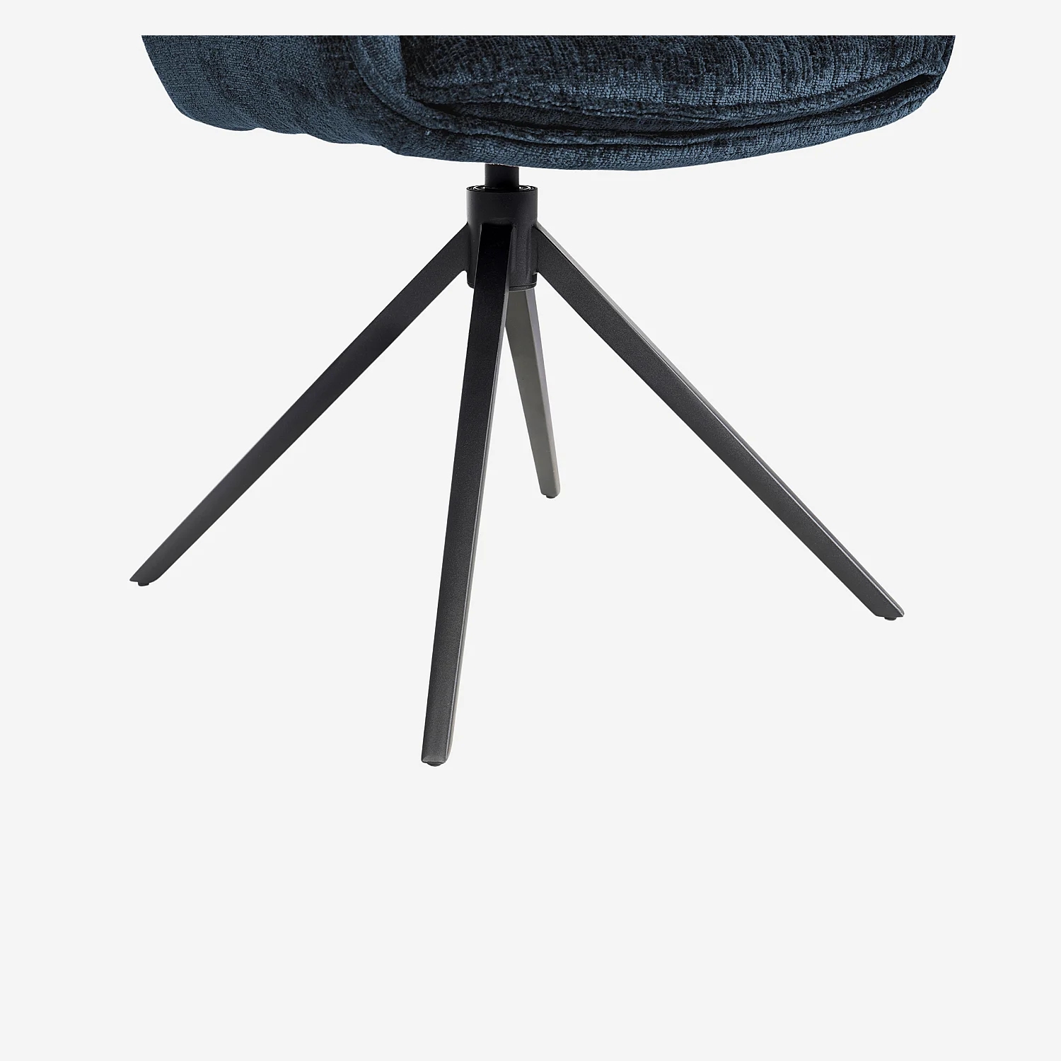 Chaise pivotante en tissu chenille et métal noir avec accoudoirs - Bleu nuit - 2