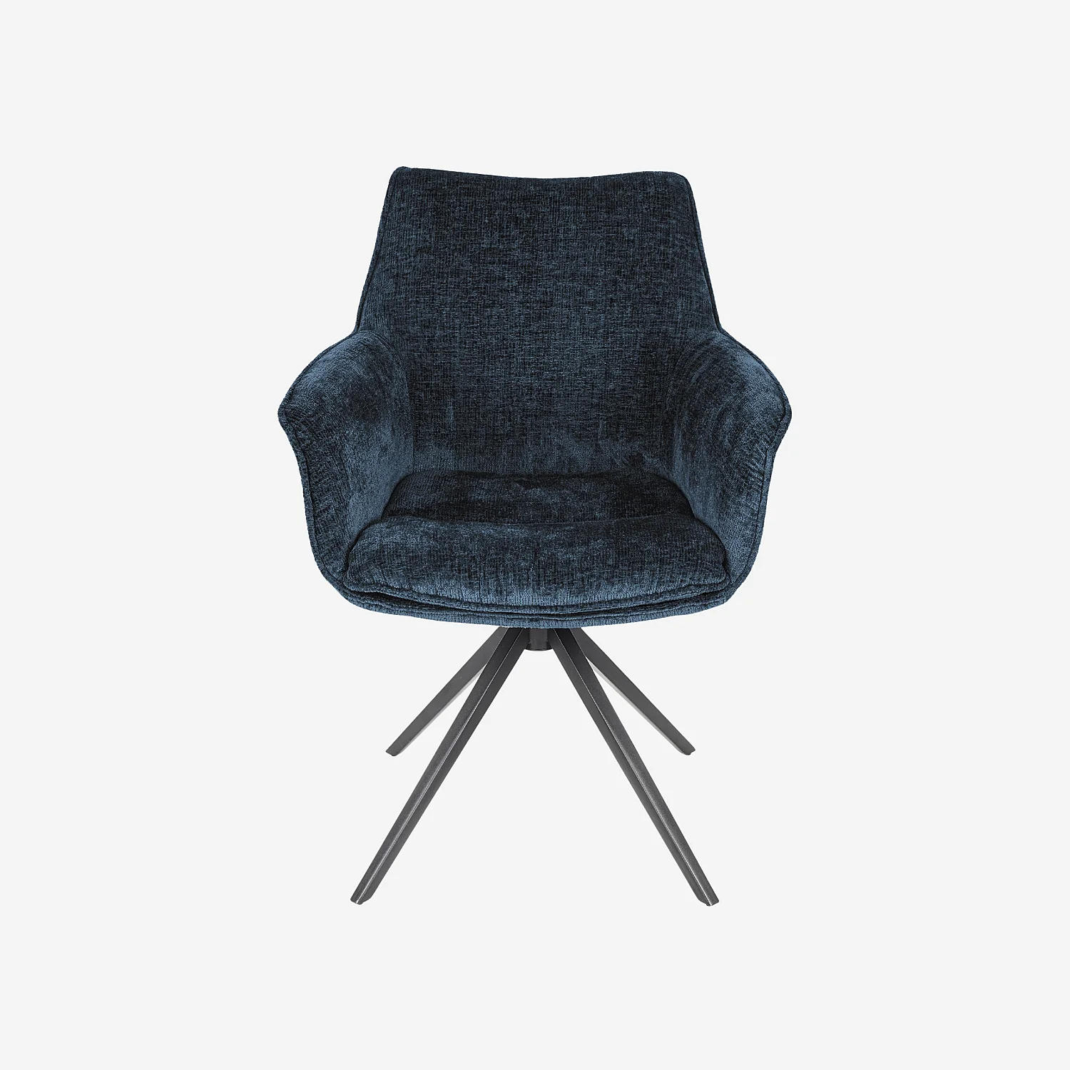 Zwenkbare stoel van fluweel en zwart metaal met armleuningen - Middernachtblauw - 4