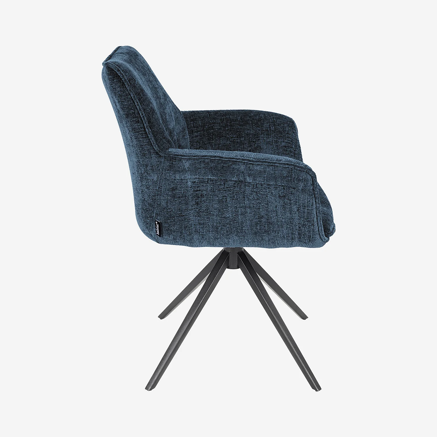 Zwenkbare stoel van fluweel en zwart metaal met armleuningen - Middernachtblauw - 6