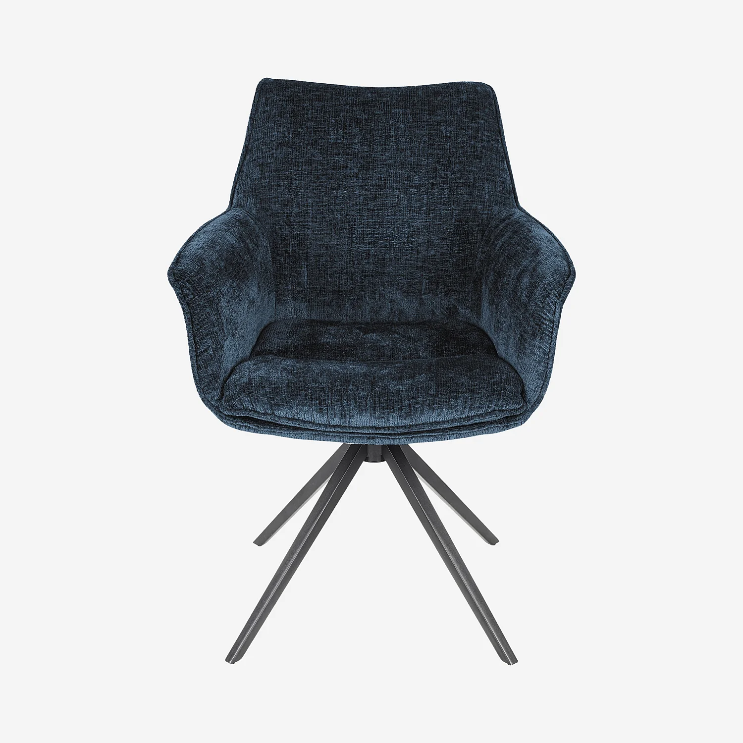 Zwenkbare stoel van fluweel en zwart metaal met armleuningen - Middernachtblauw - 5