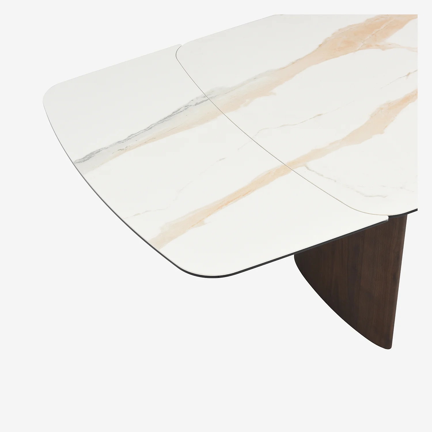 Table rectangulaire extensible en céramique et pieds finition noyer - Beige - 4