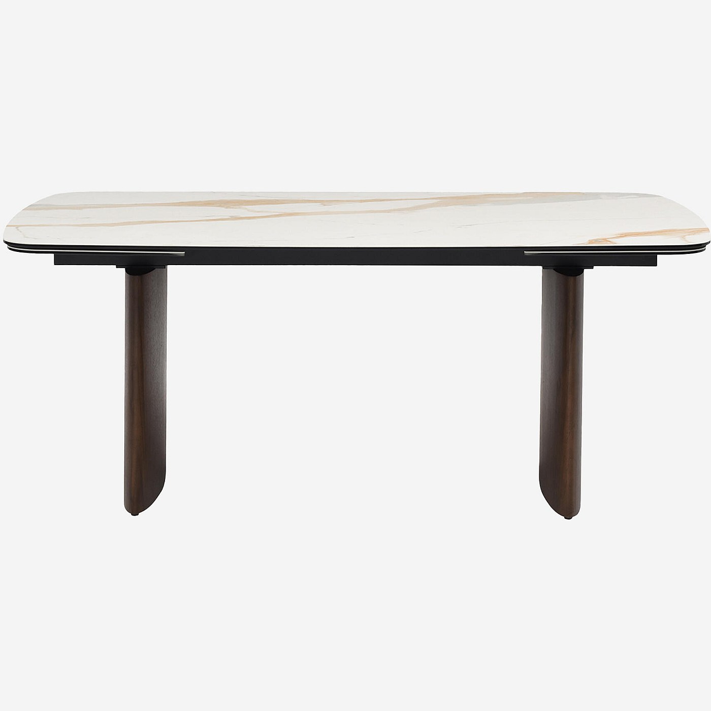 Fesinos - Table rectangulaire extensible en céramique et pieds finition noyer - Beige