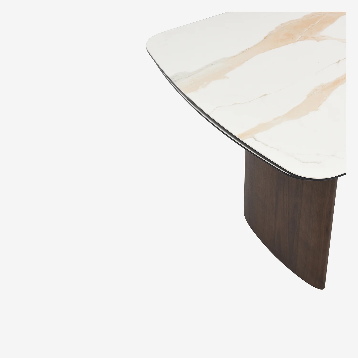 Rechthoekige uitschuifbare tafel van keramiek met walnootafwerking - Beige - 11