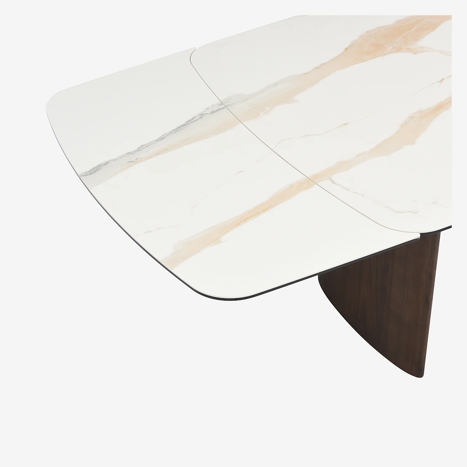 Rechthoekige uitschuifbare tafel van keramiek met walnootafwerking - Beige - 4