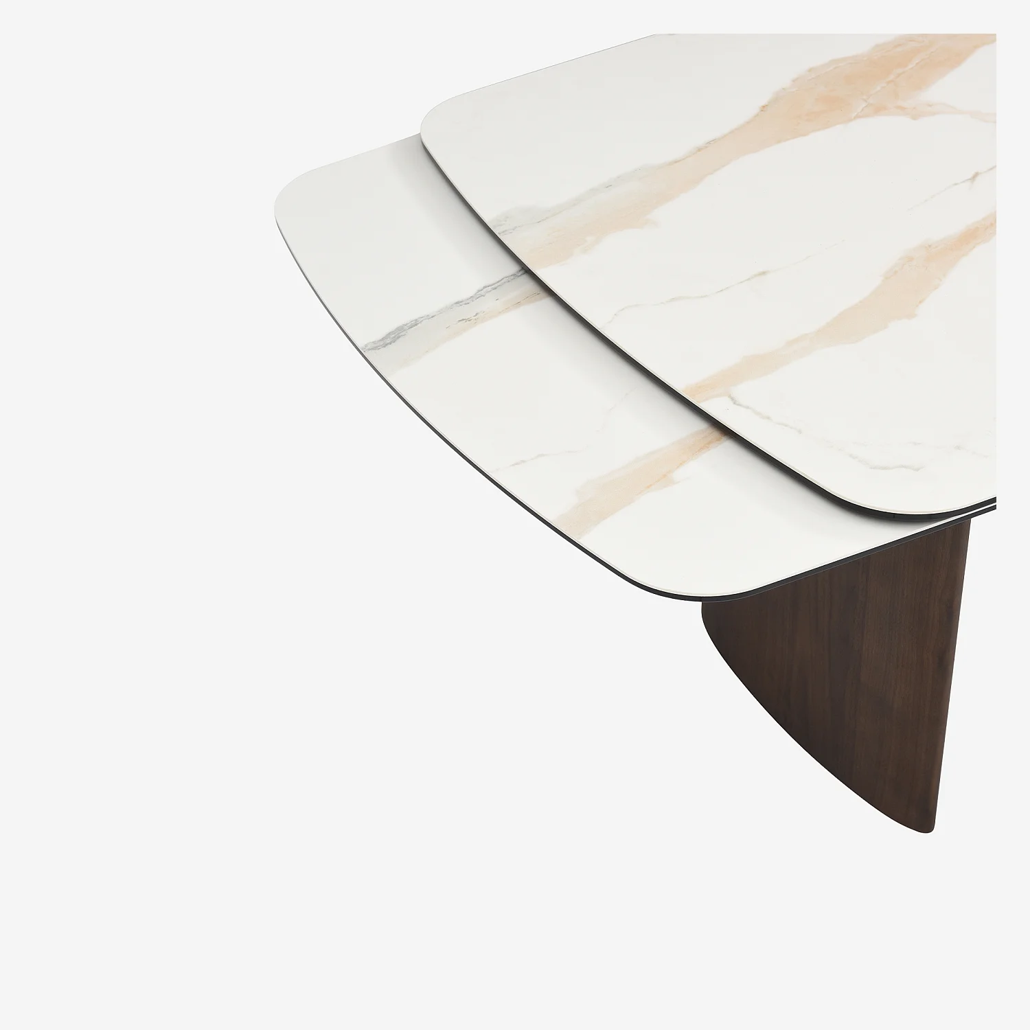 Rechthoekige uitschuifbare tafel van keramiek met walnootafwerking - Beige - 10