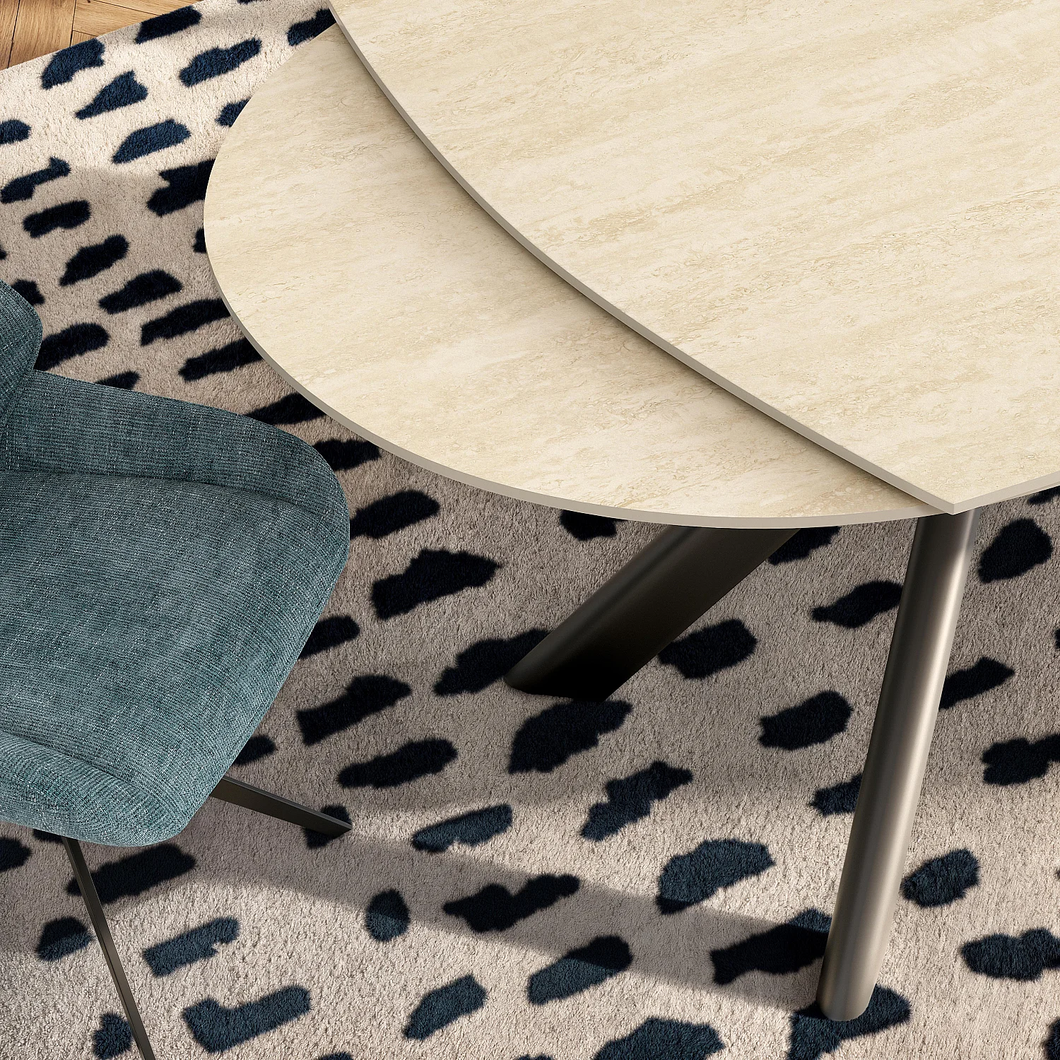 Ovale uitschuifbare keramische tafel - Beige - 6