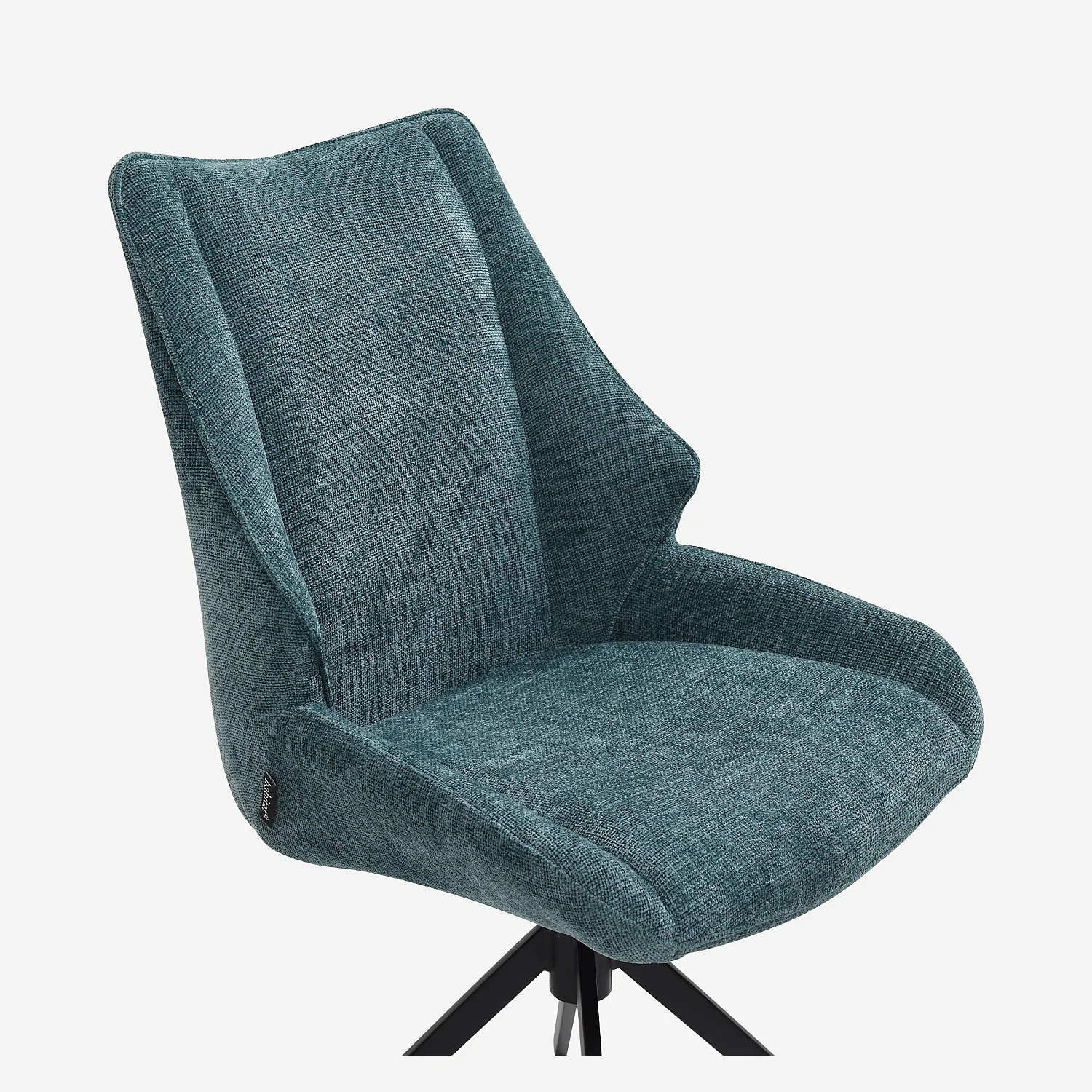Set van 2 draaibare stoelen van chenille stof en zwart metaal - Eendenblauw - 3