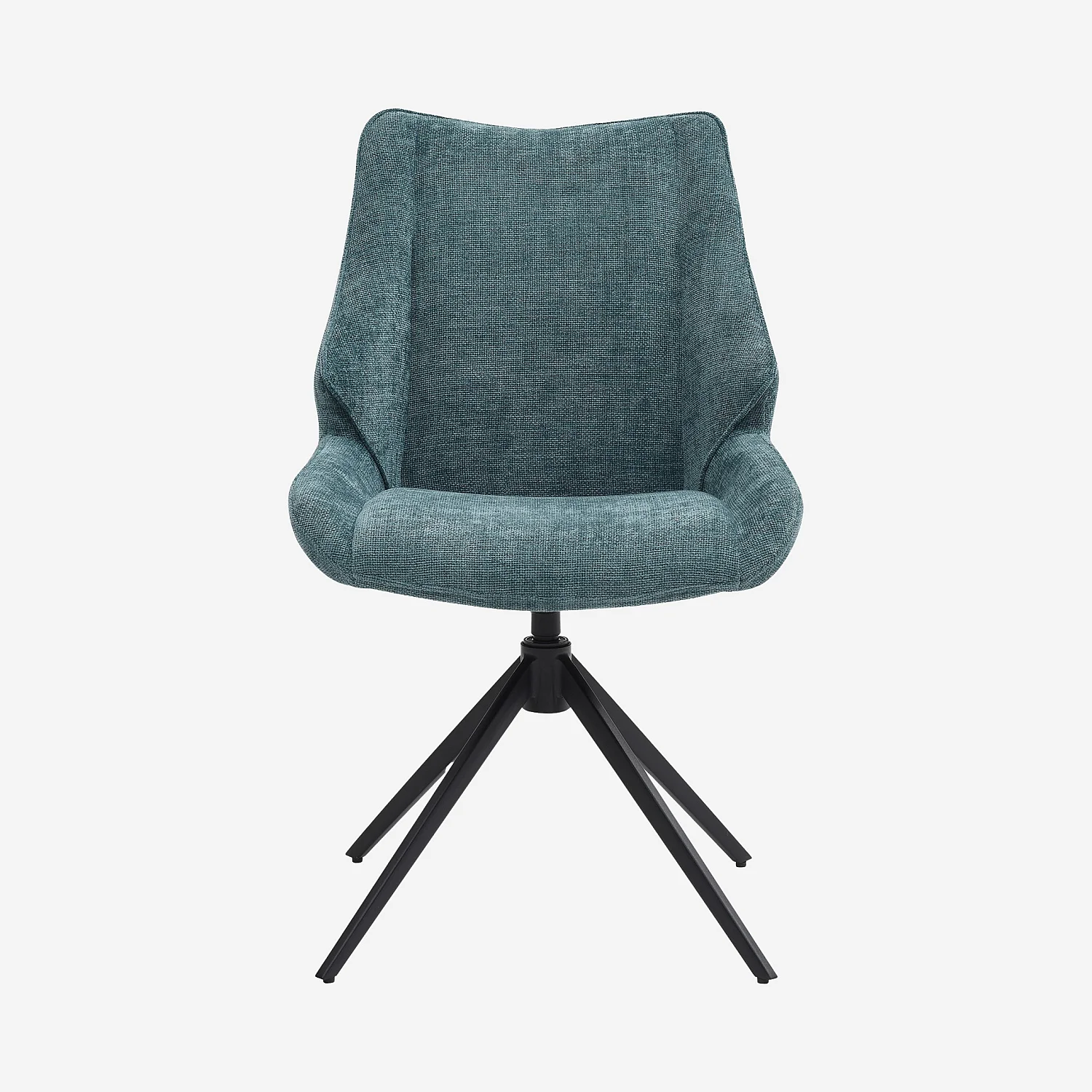 Set van 2 draaibare stoelen van chenille stof en zwart metaal - Eendenblauw - 5