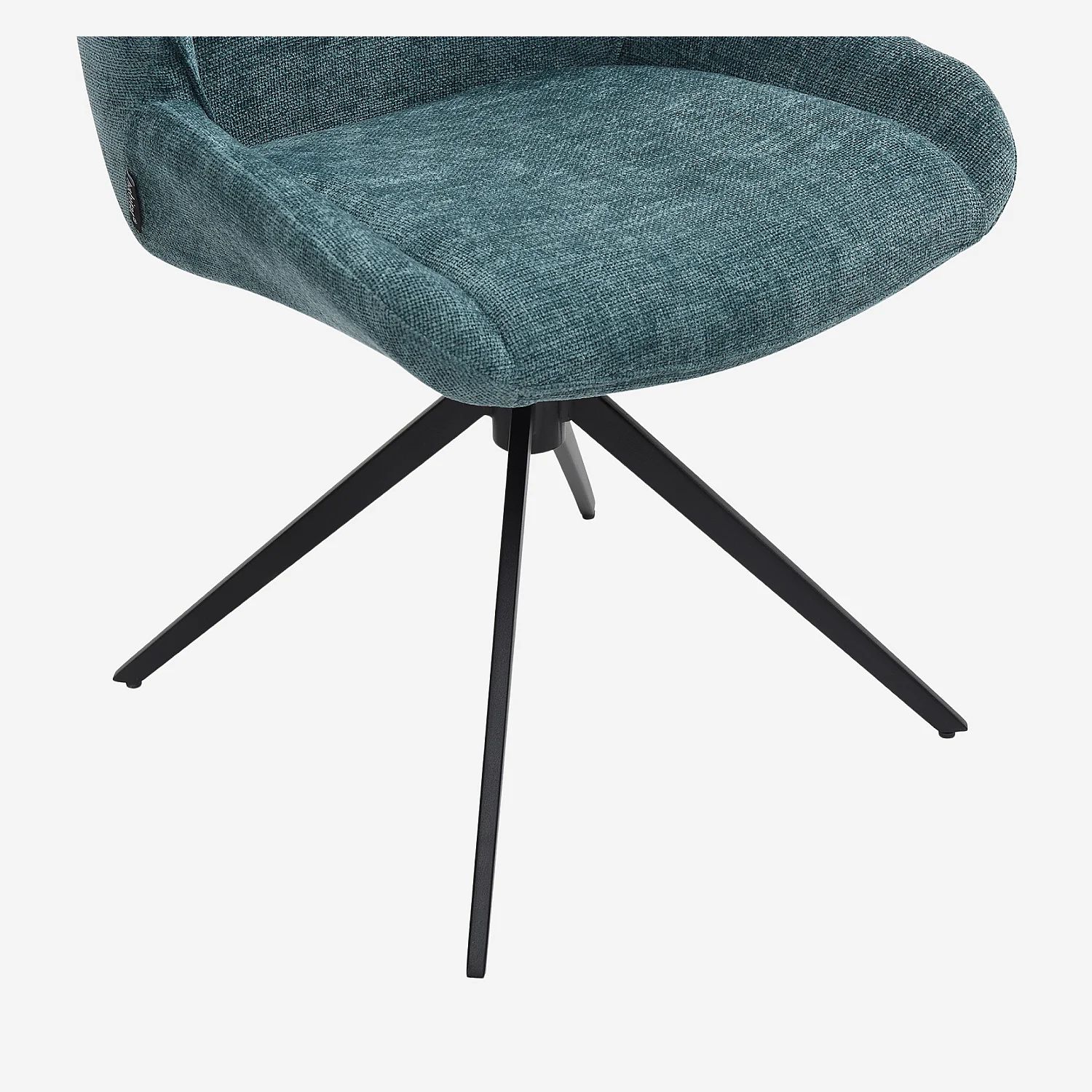 Set van 2 draaibare stoelen van chenille stof en zwart metaal - Eendenblauw - 7