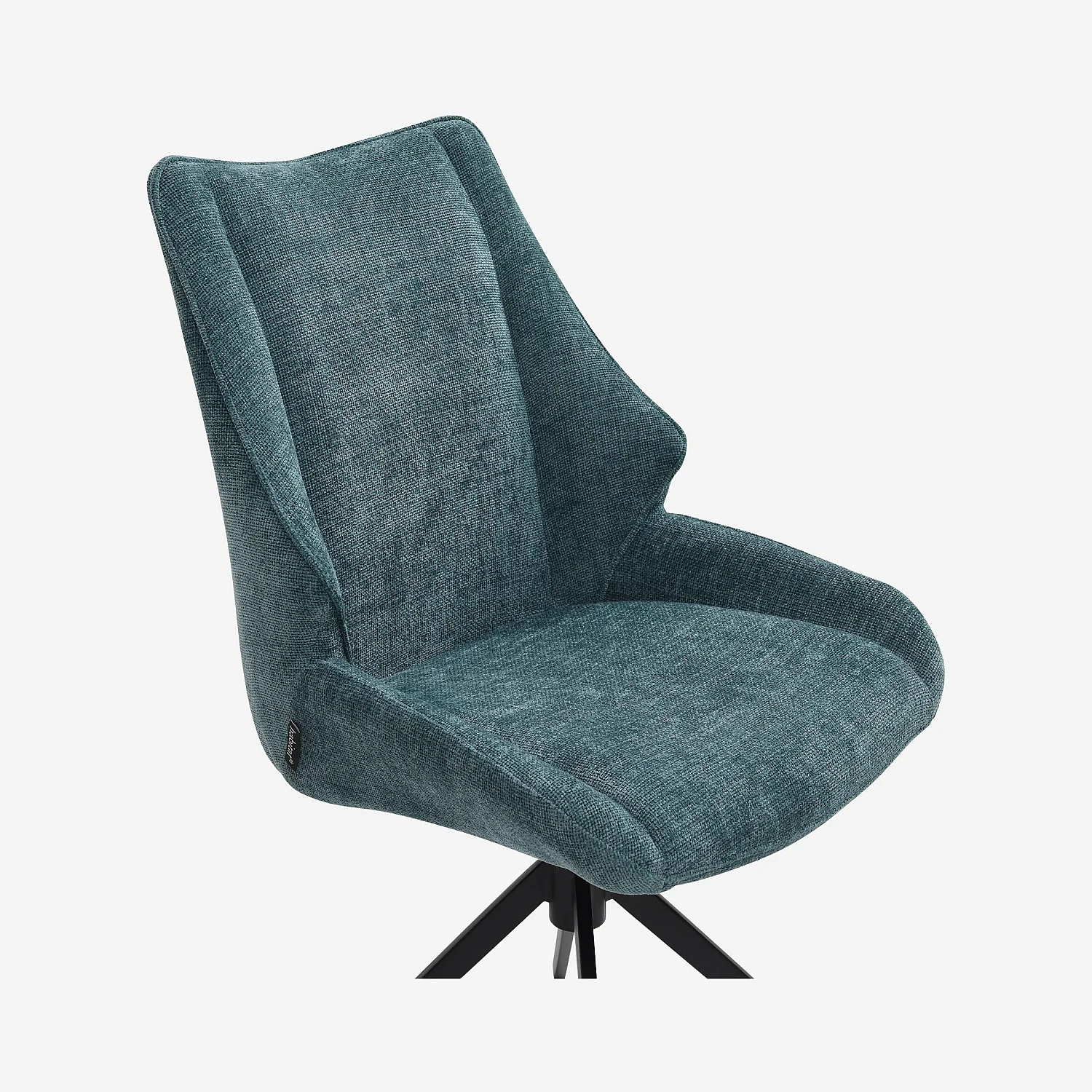 Set aus 2 drehbaren Stühlen aus Chenille-Stoff und schwarzem Metall - Entenblau - 5