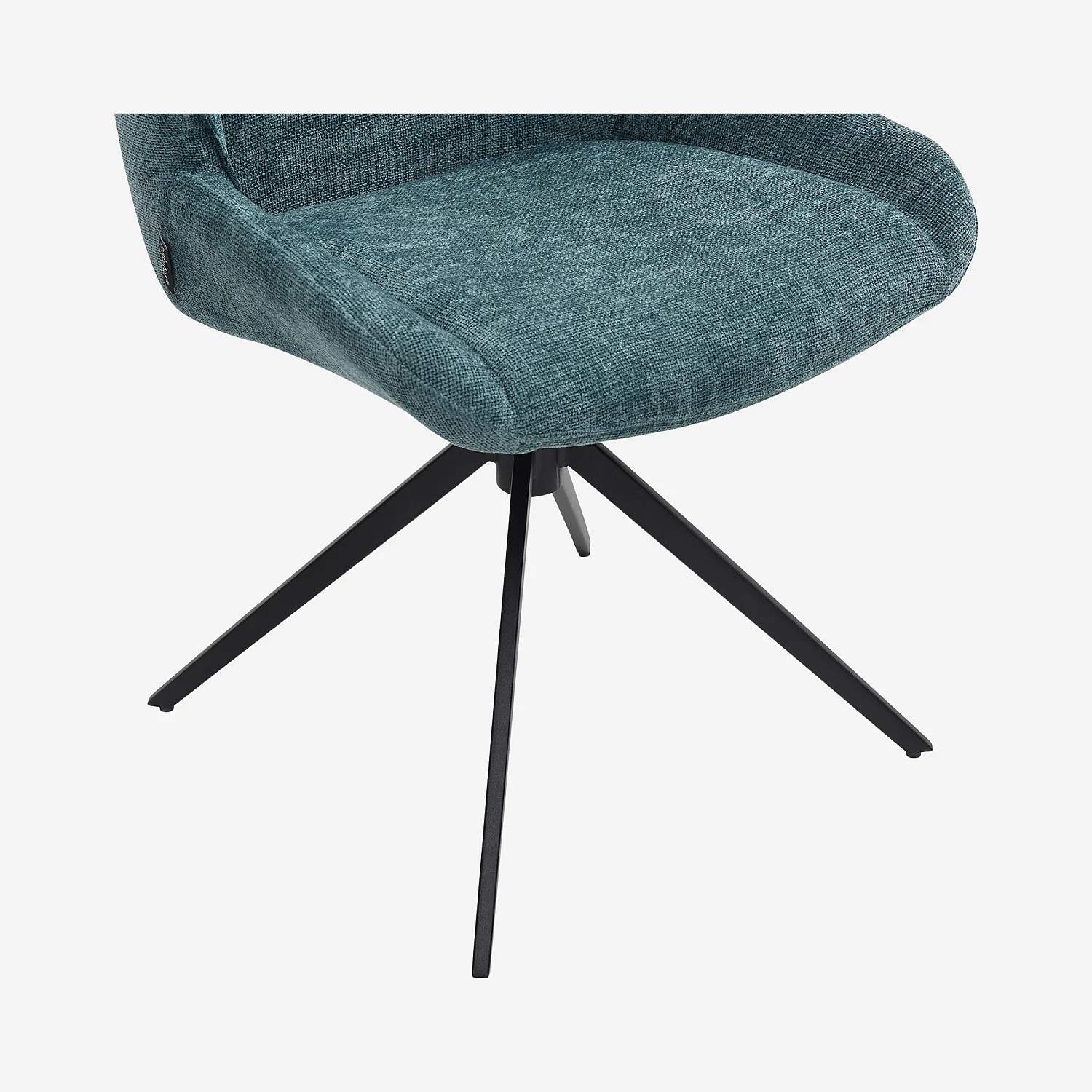 Set aus 2 drehbaren Stühlen aus Chenille-Stoff und schwarzem Metall - Entenblau - 9