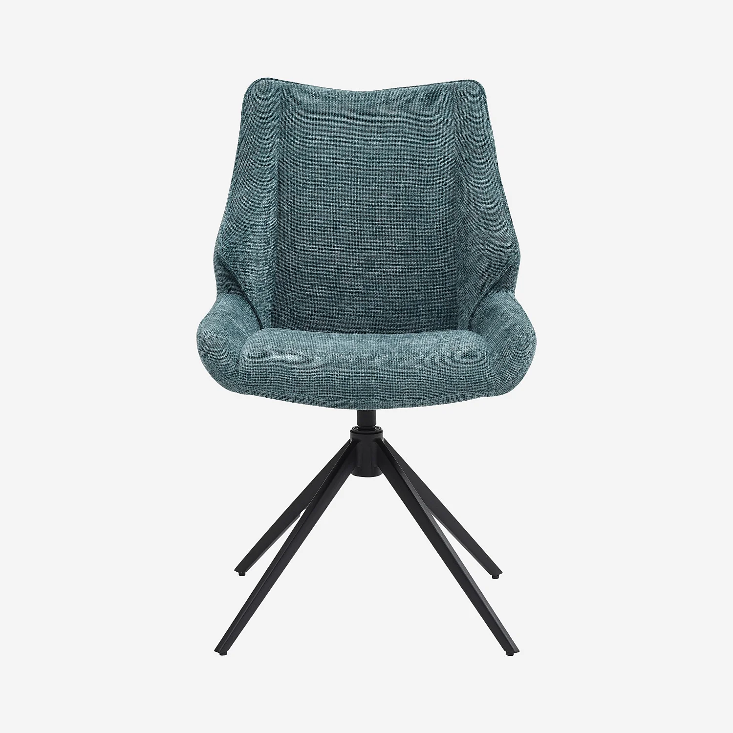 Set aus 2 drehbaren Stühlen aus Chenille-Stoff und schwarzem Metall - Entenblau - 7