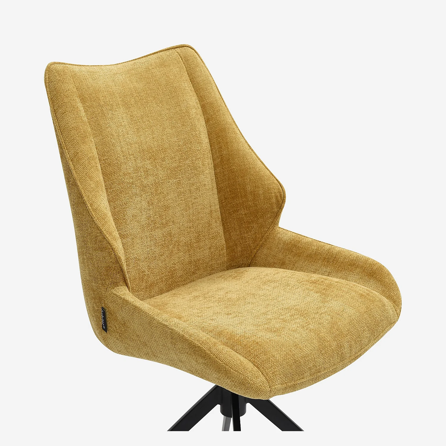 Set van 2 draaibare stoelen in chenille stof en zwart metaal - Honing - 3