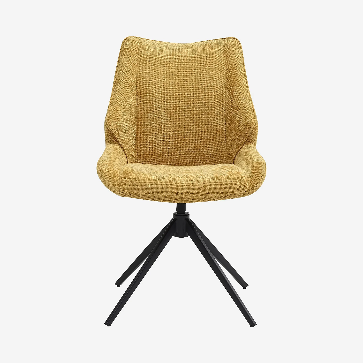 Set van 2 draaibare stoelen in chenille stof en zwart metaal - Honing - 5