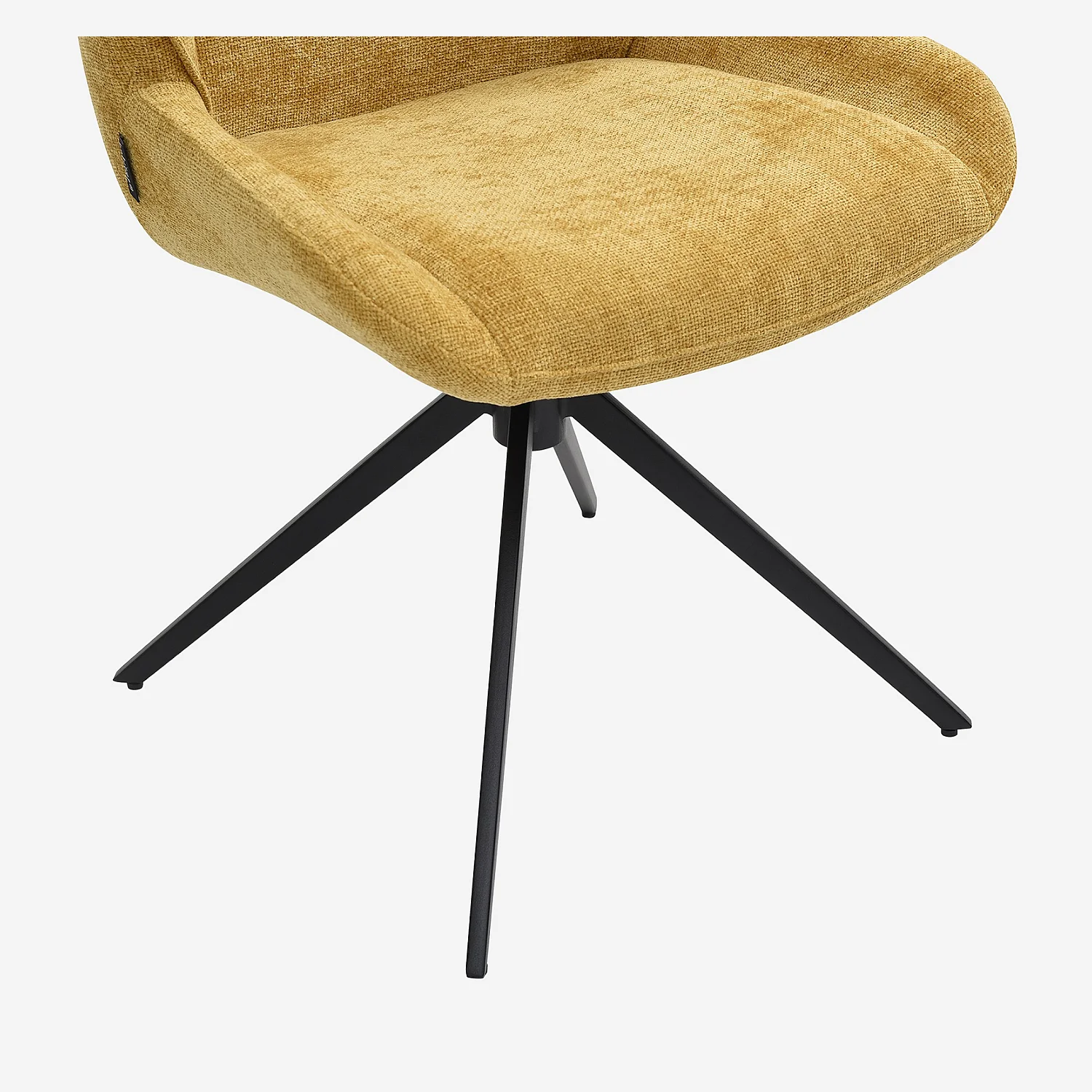 Set van 2 draaibare stoelen in chenille stof en zwart metaal - Honing - 6