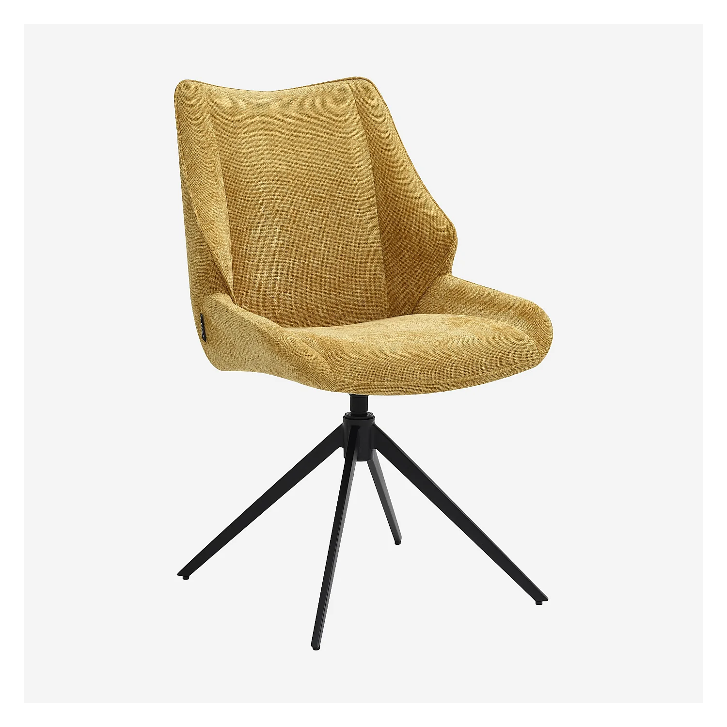 Lot de 2 chaises pivotantes en tissu chenille et métal noir - Miel - 2