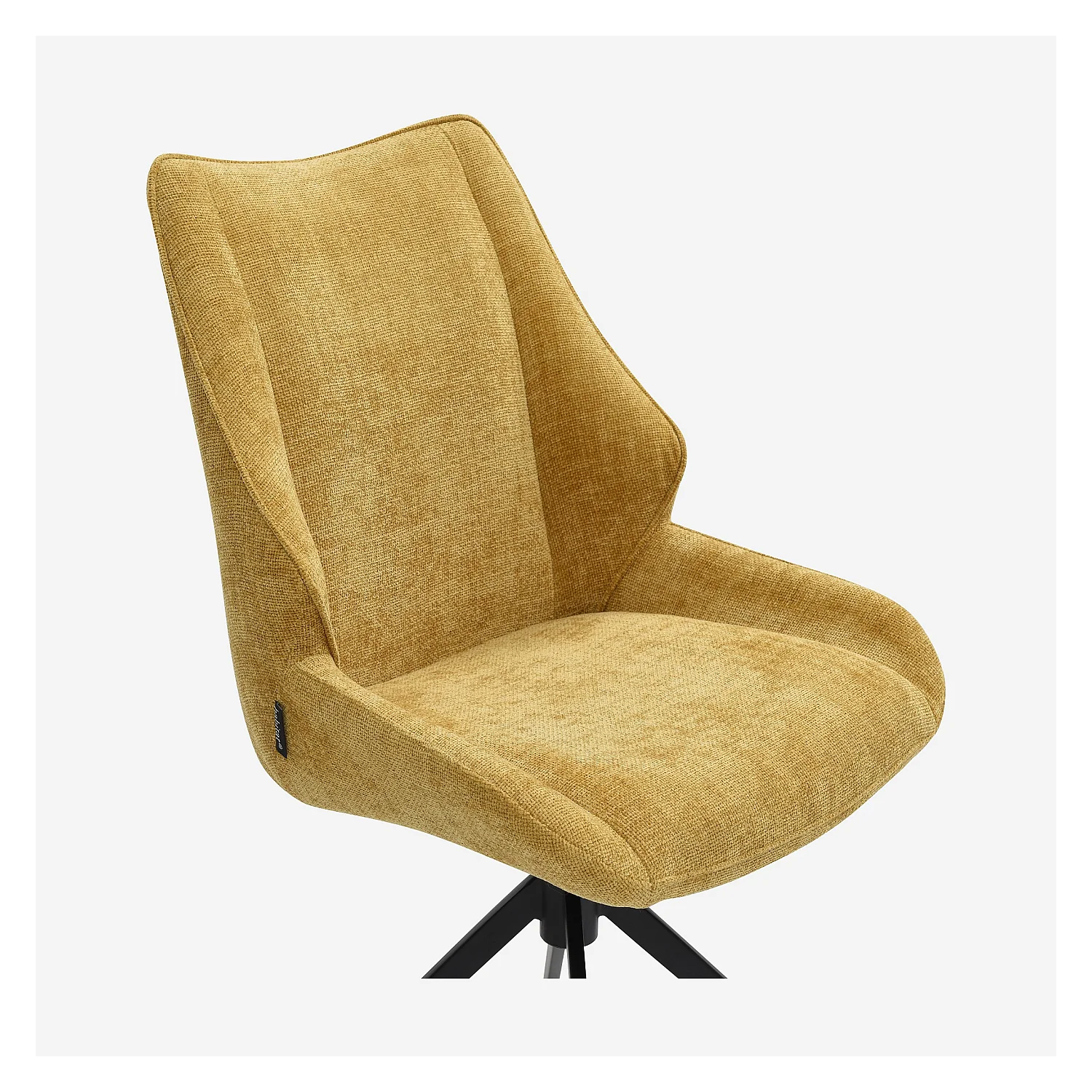 Lot de 2 chaises pivotantes en tissu chenille et métal noir - Miel - 4