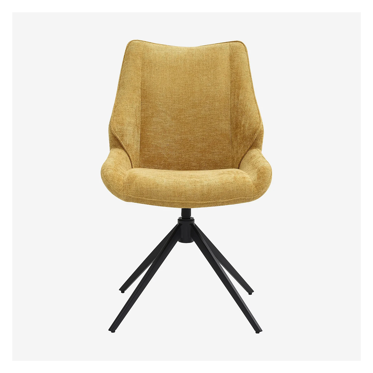 Lot de 2 chaises pivotantes en tissu chenille et métal noir - Miel - 6