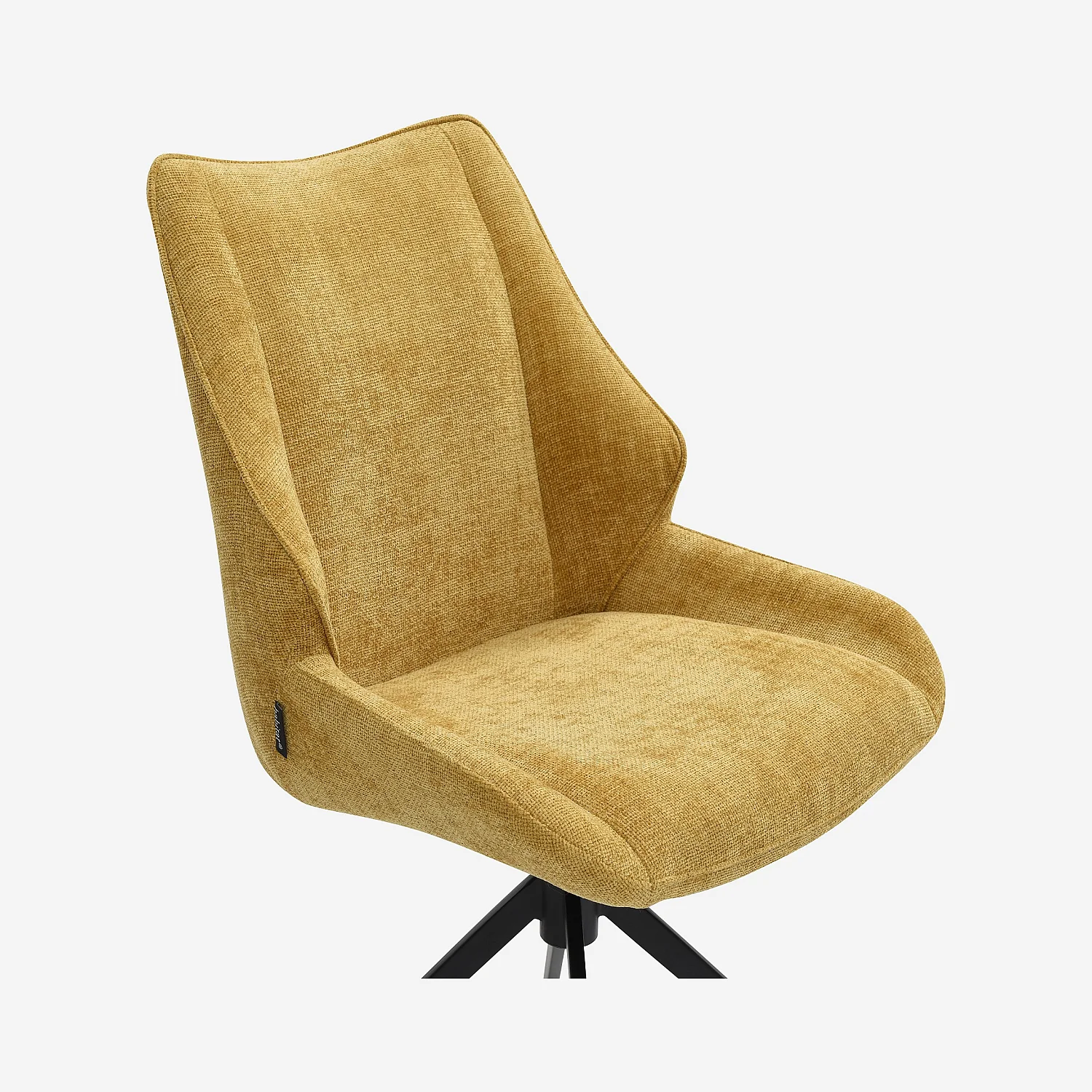 Set aus 2 drehbaren Stühlen aus Chenille-Stoff und schwarzem Metall - Honig - 3