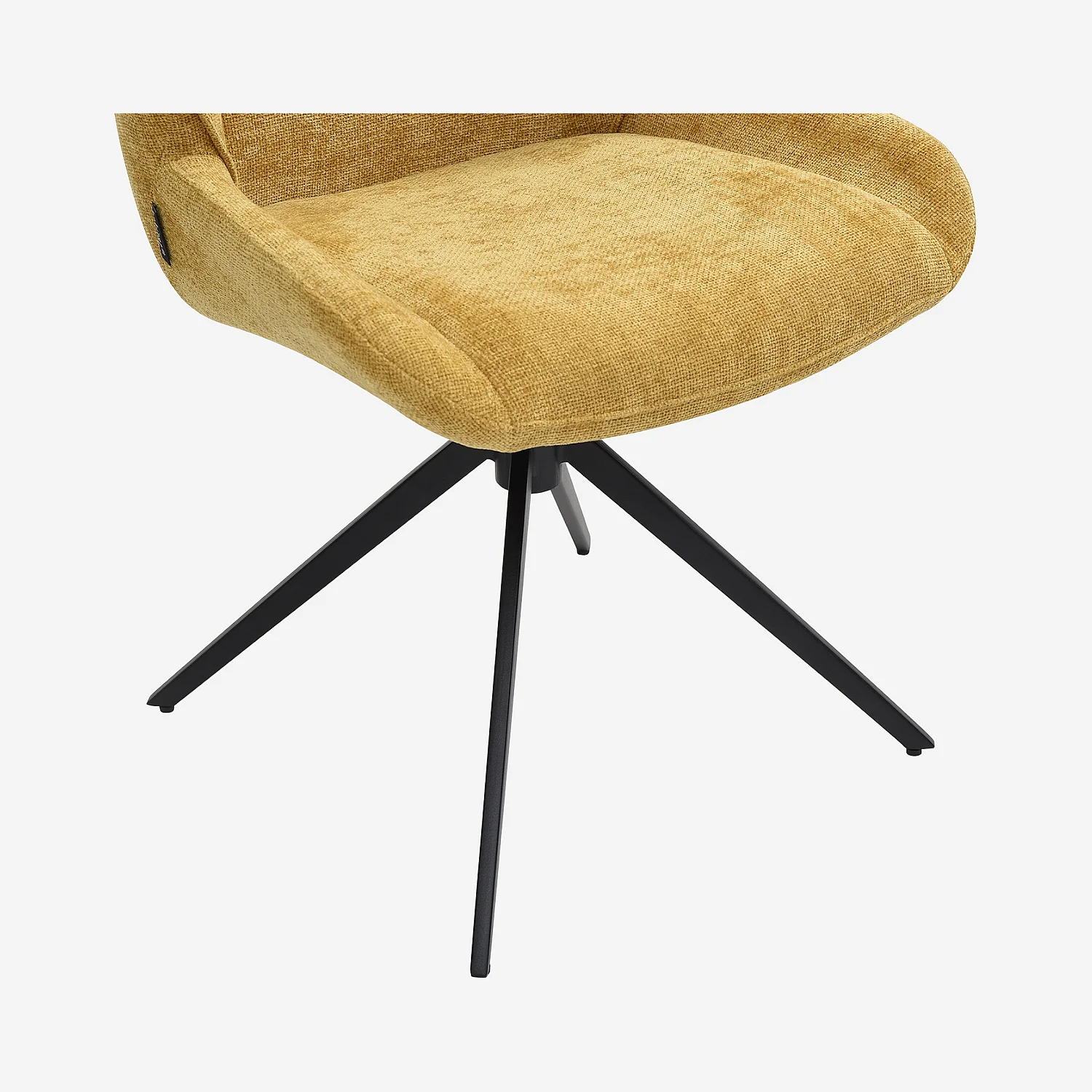 Set aus 2 drehbaren Stühlen aus Chenille-Stoff und schwarzem Metall - Honig - 7