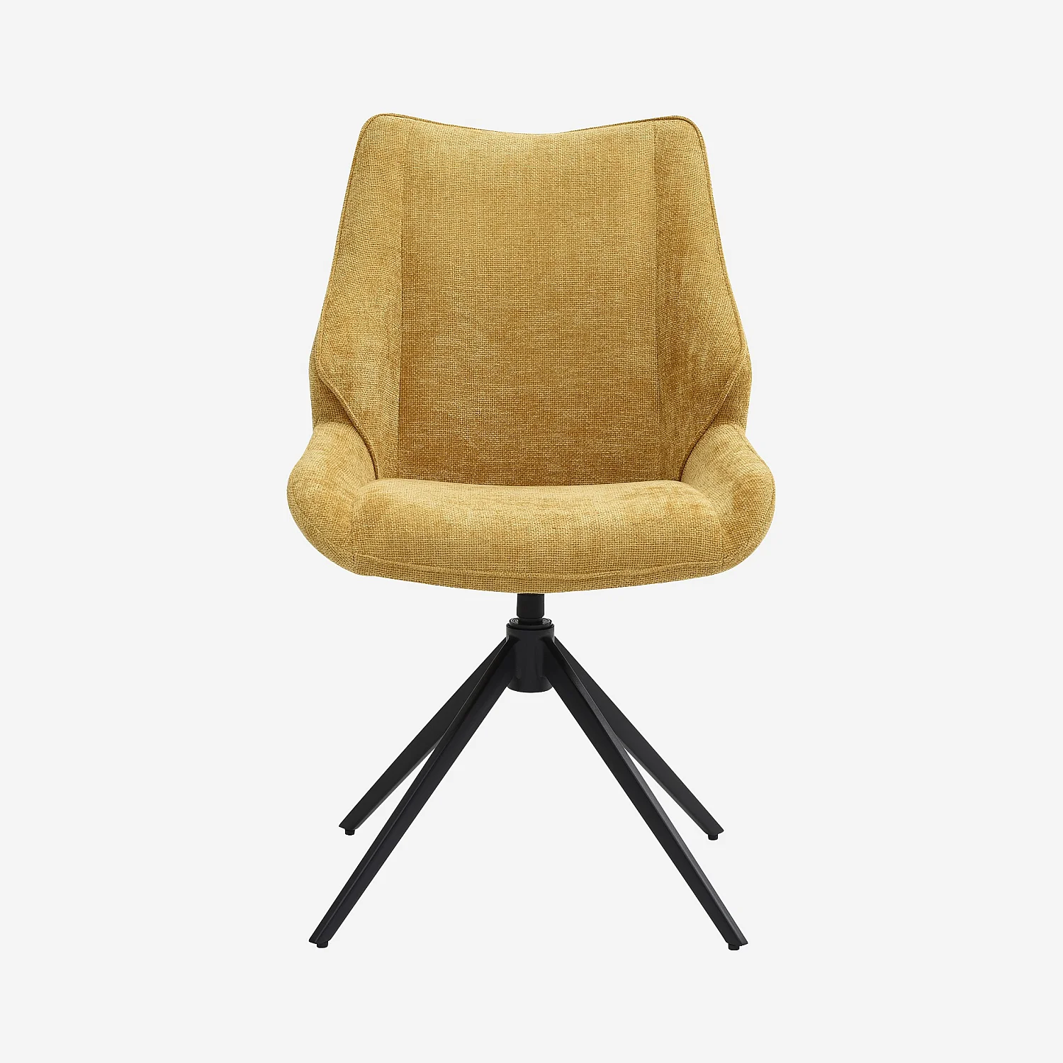 Set aus 2 drehbaren Stühlen aus Chenille-Stoff und schwarzem Metall - Honig - 6