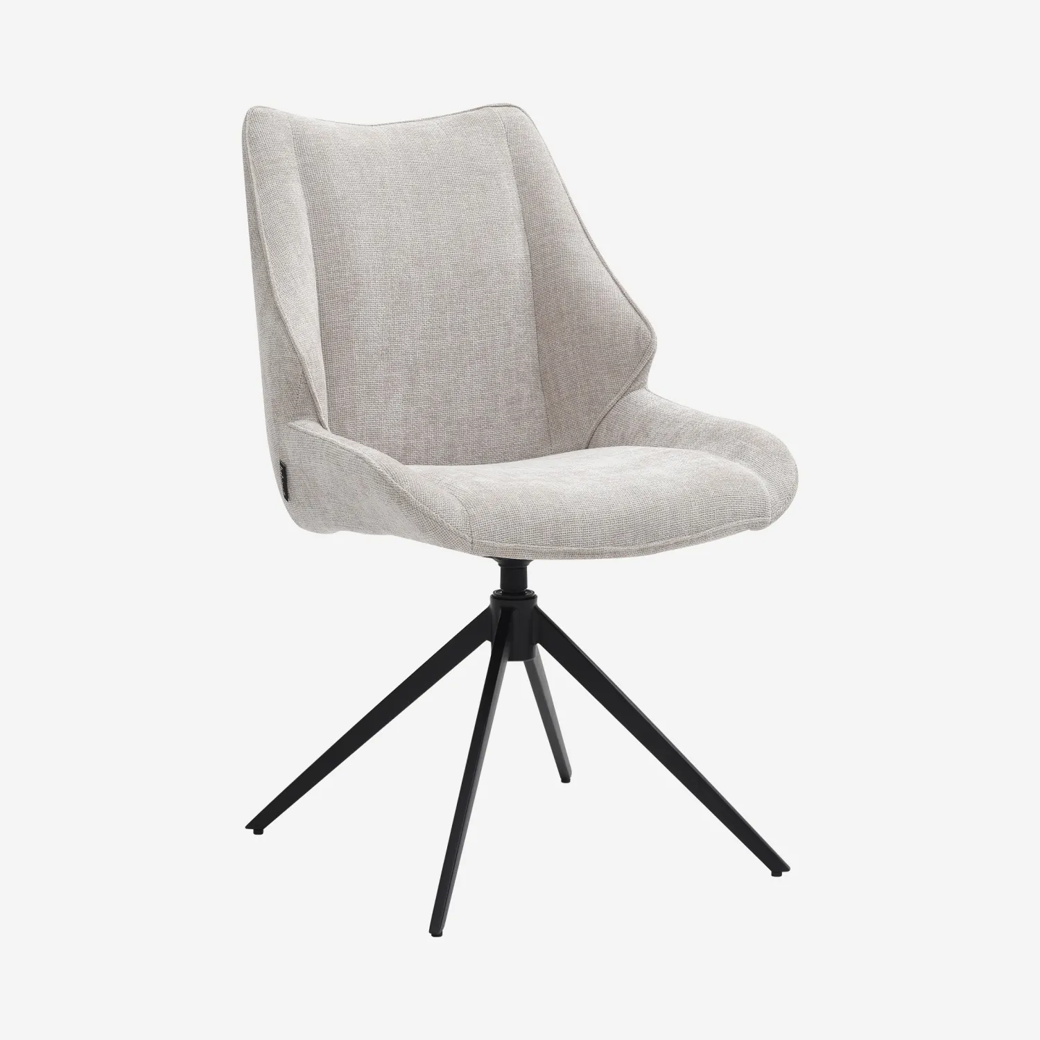 Lot de 2 chaises pivotantes en tissu chenille et métal noir - Grège - 1